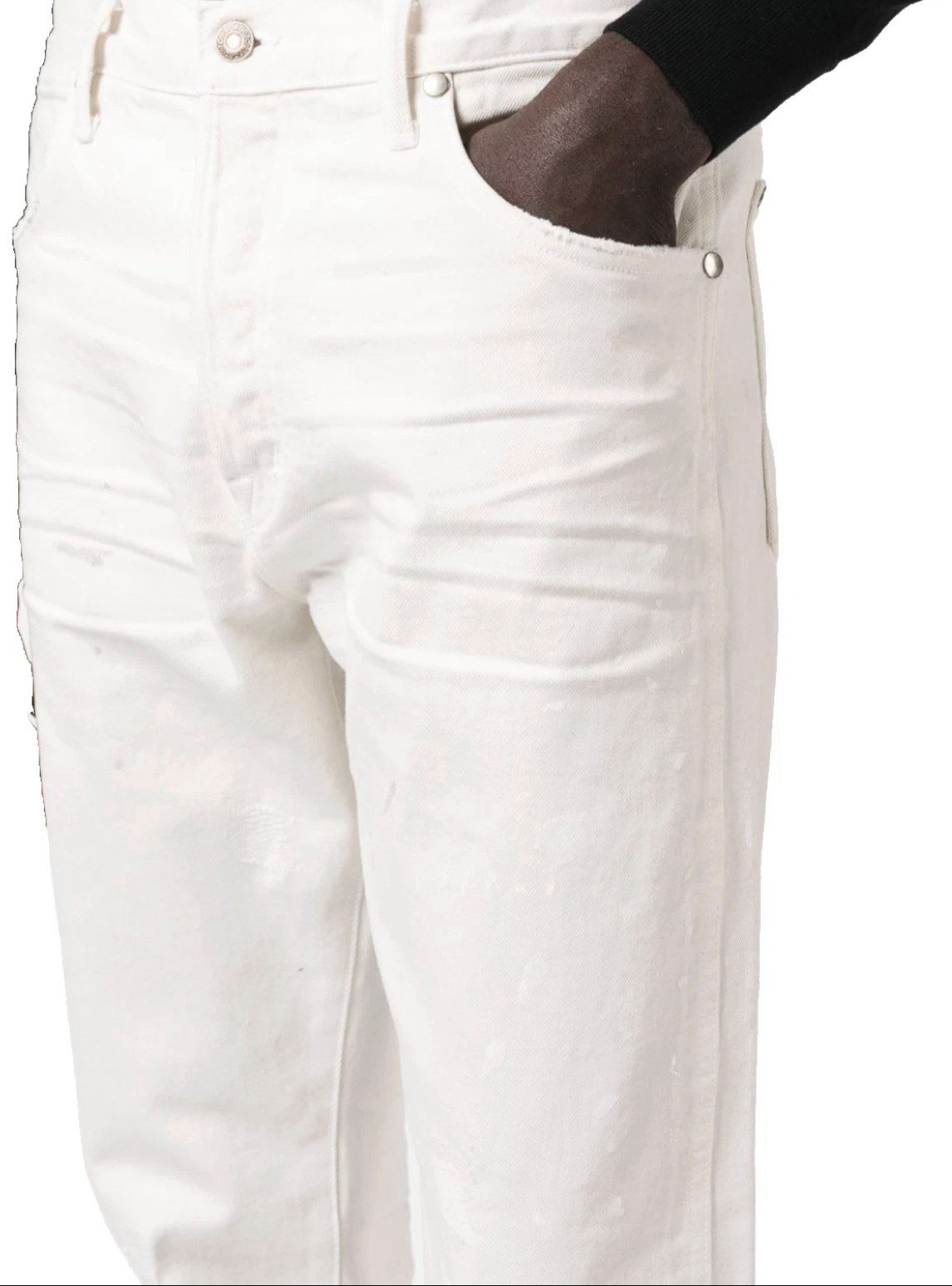 Tom Ford 5-Pocket-Jeans HerrenJeans Bemalte Straight Leg Karottenjeans Paint-Splash-Optik Signature-Details wie Lederpatch und Markenlabel