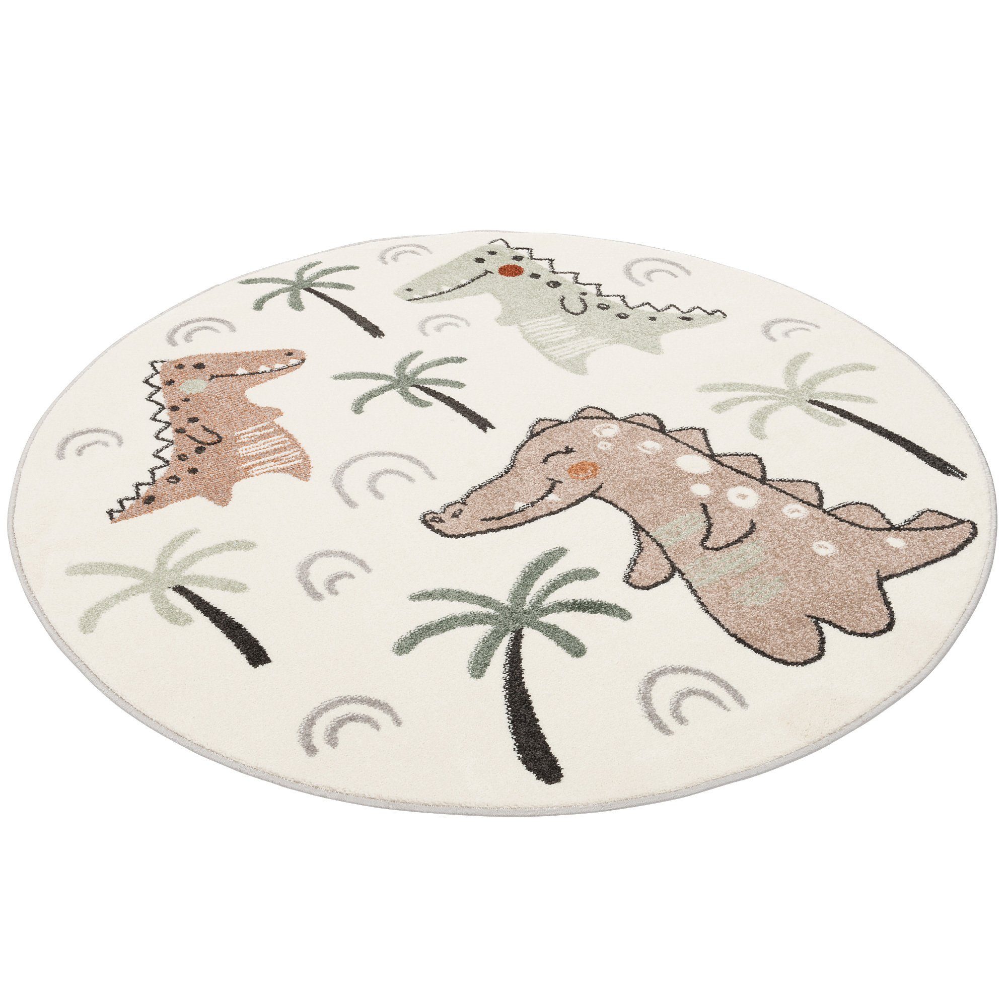 Pergamon Kinderteppich Kinder Teppich Softstar Kids Lustige Dinos Rund, Rund, Höhe: 11 mm