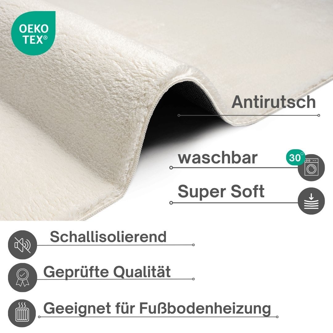 OTTO home Teppich Arabell, Kunstfellteppich, Felloptik, waschbar, rechteckig, Höhe: 16 mm, flauschig, kuschelig, Anti-Rutsch-Unterseite, Wohnzimmer, Schlafzimmer