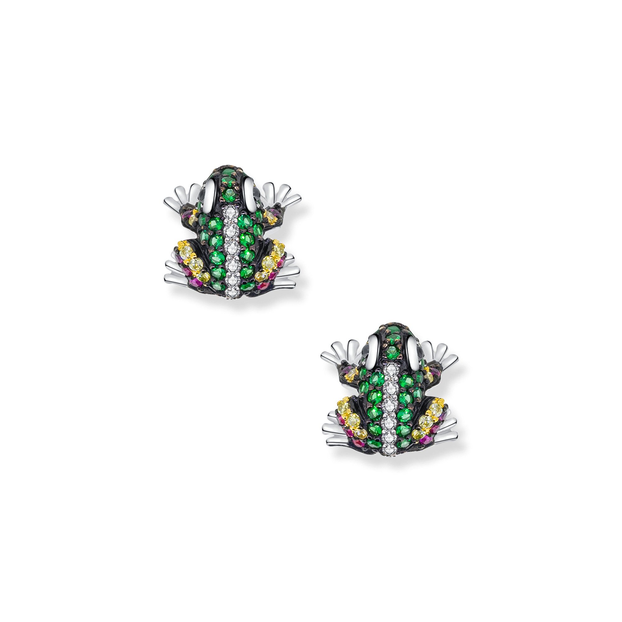 Seinerzeit FLORA & FAUNA Paar Серьги-гвоздики Freddy Frosch Серьги, Material: 925 Sterling Silber, rhodiniert, geschwärzt, vergoldet