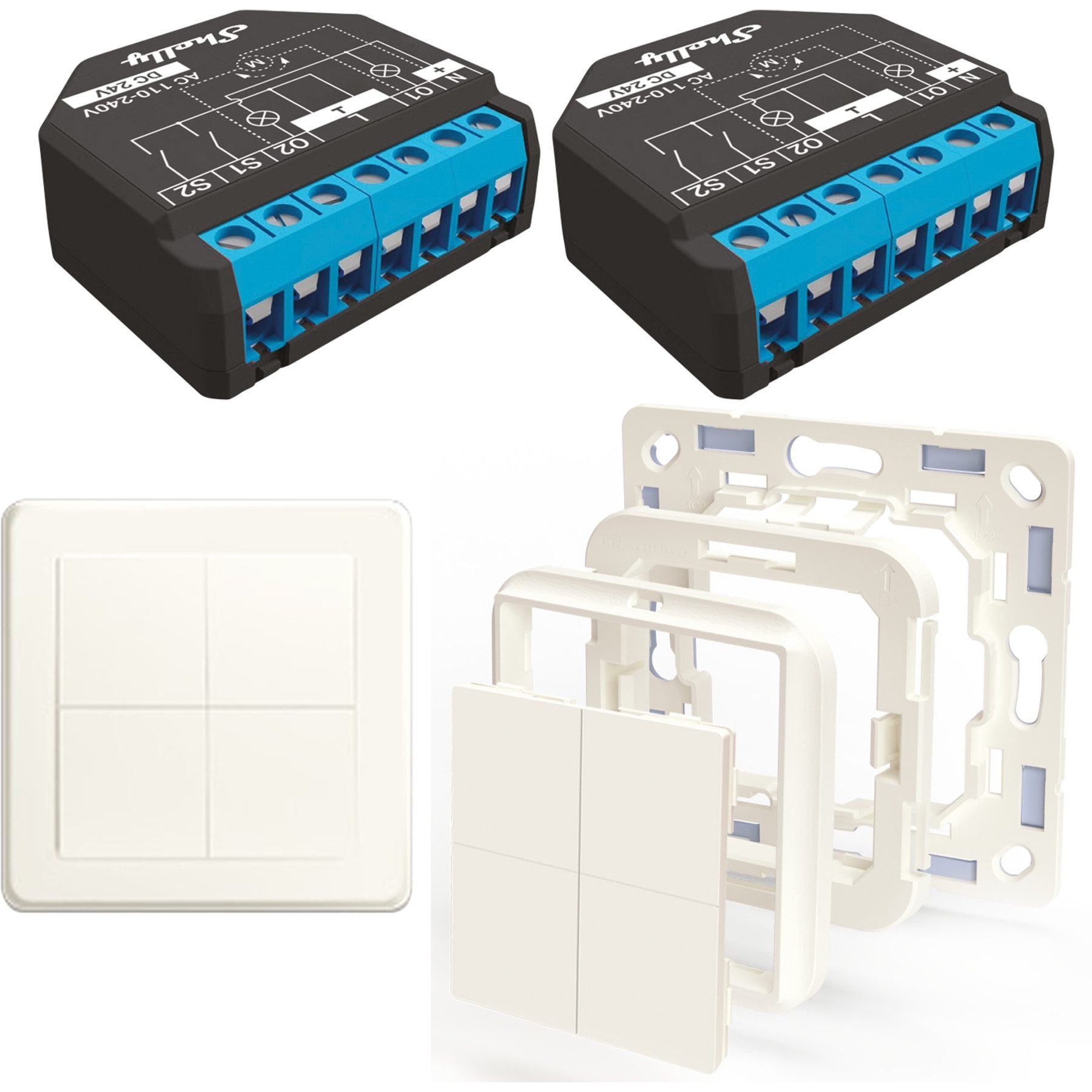 SHELLY Rollladensteuerung Starter Kit, 2er Set Smart-Home Starter-Set