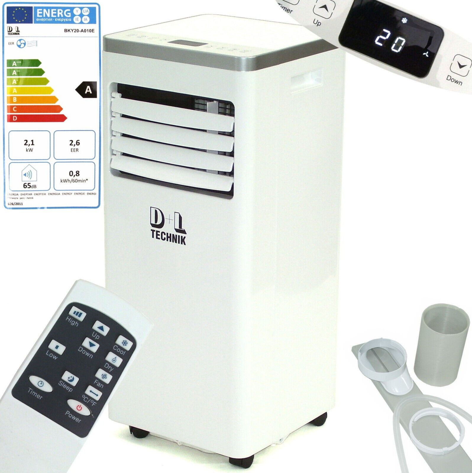 Apex Klimagerät Mobile Klimaanlage 7000 BTU 2,1 kW 5in1 Klimagerät EEK A 56185