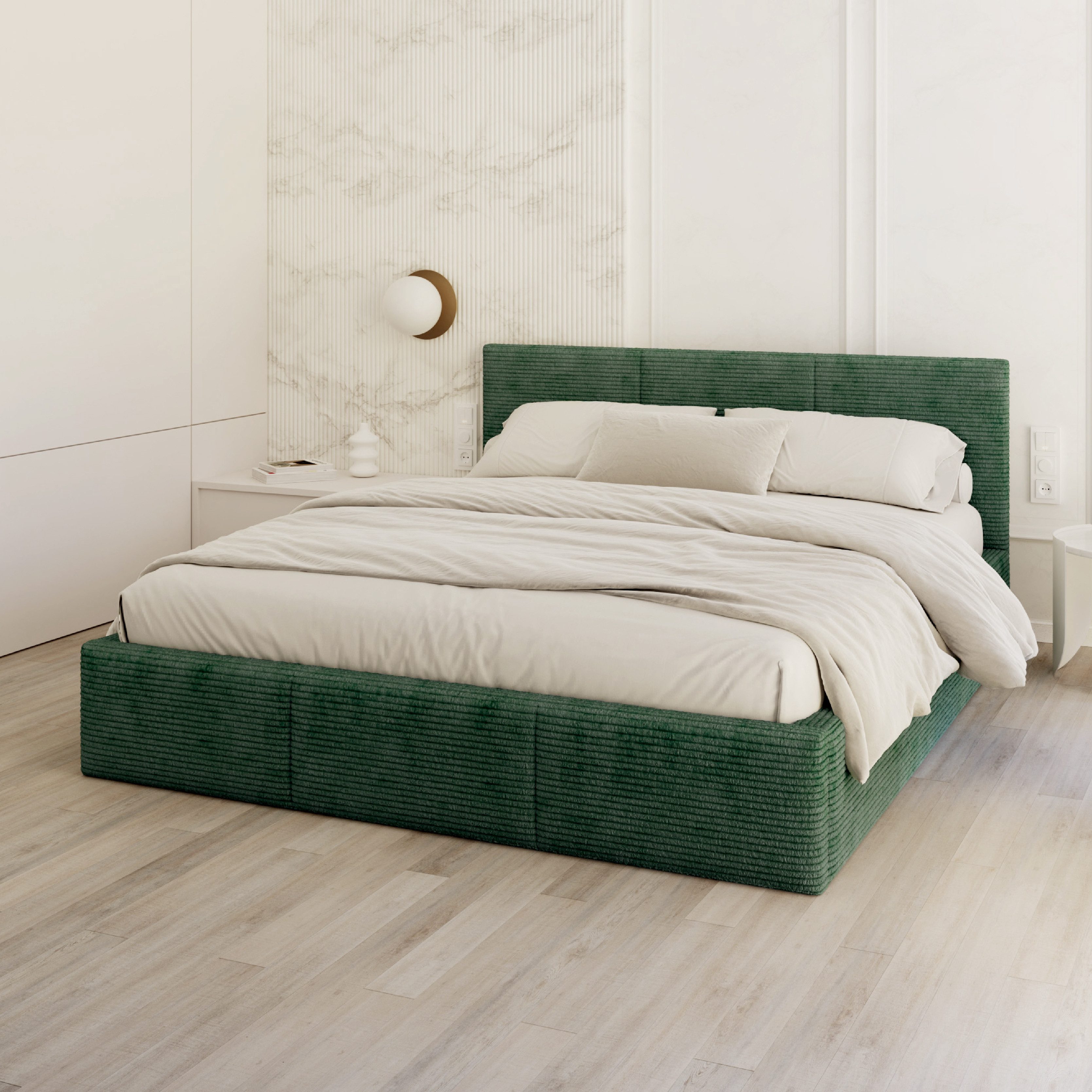 FDM Polsterbett AMBER modern mit Bettkasten MADE IN EU - mit Cord Bezug (ve günstig online kaufen