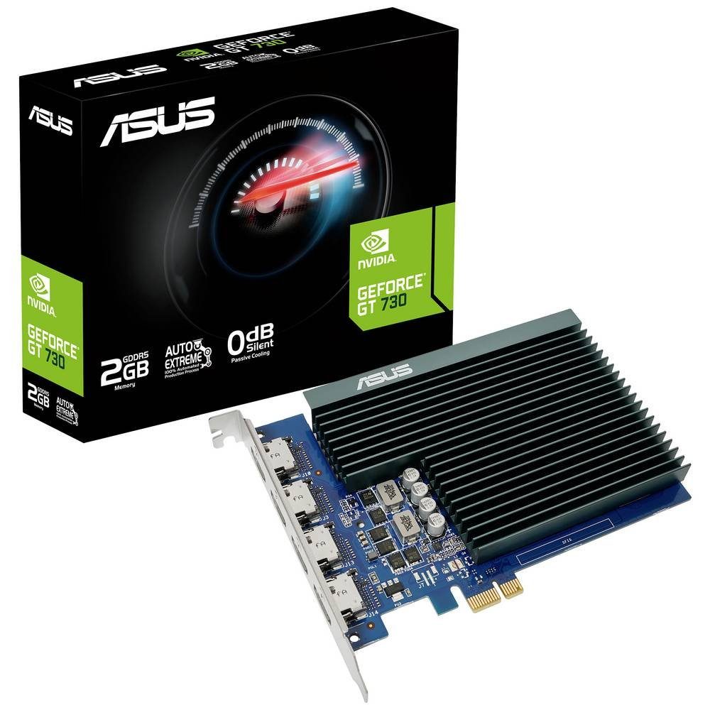 Asus Grafikkarte Nvidia GeForce 2 GB GDDR5-RAM 90YV0H20-M0NA00 Grafikkarte (Passiv gekühlt)