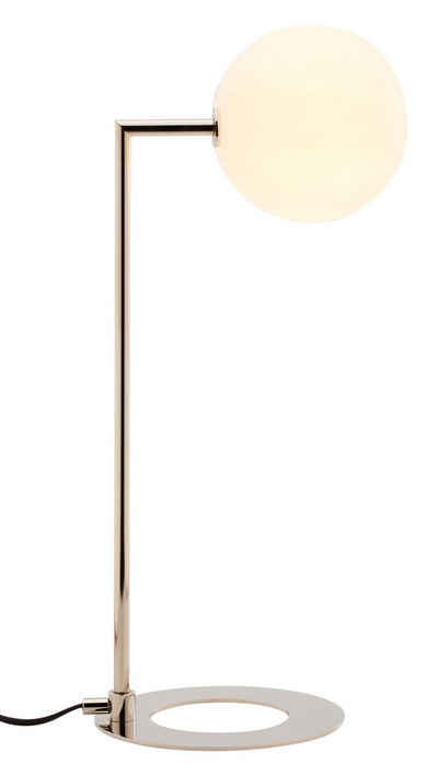 Licht-Erlebnisse Nachttischlampe LEGGIA, ohne Leuchtmittel, Glas G9 50 cm hoch Nickel Weiß Kugel Schirm Modern