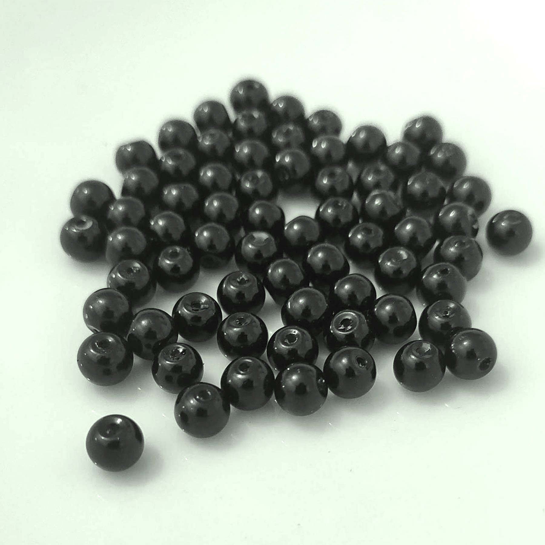 Kopper-24 Ремесленные бусы Glasperlen - Typ 'rund' - 20g - 6 mm - Schwarz