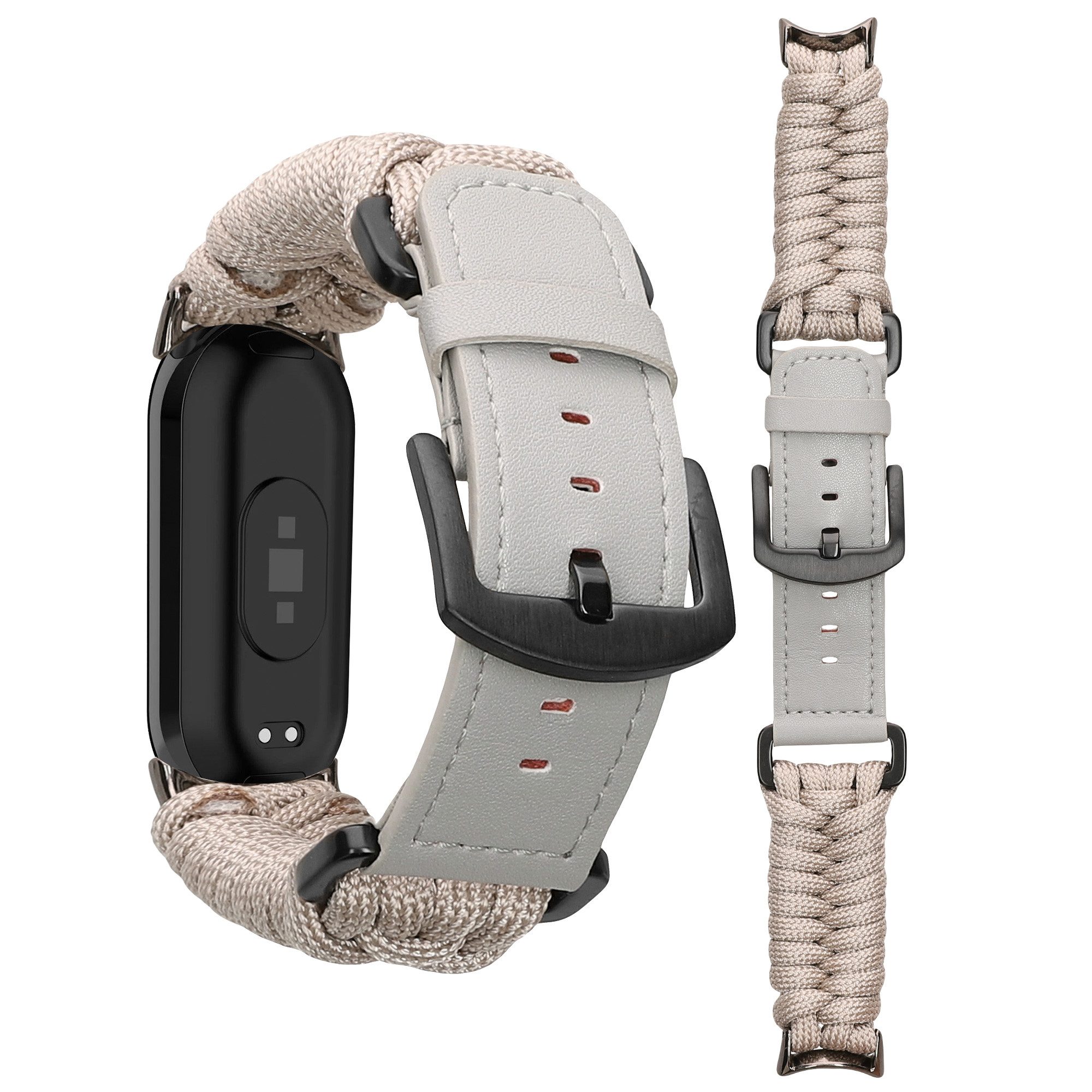 kwmobile Smartwatch-Armband Ersatzarmband geflochten für Xiaomi Mi Band 10 / Mi Band 9 / 8, Armband Fitnesstracker Sportarmband aus PU Leder mit Uhrenverschluss