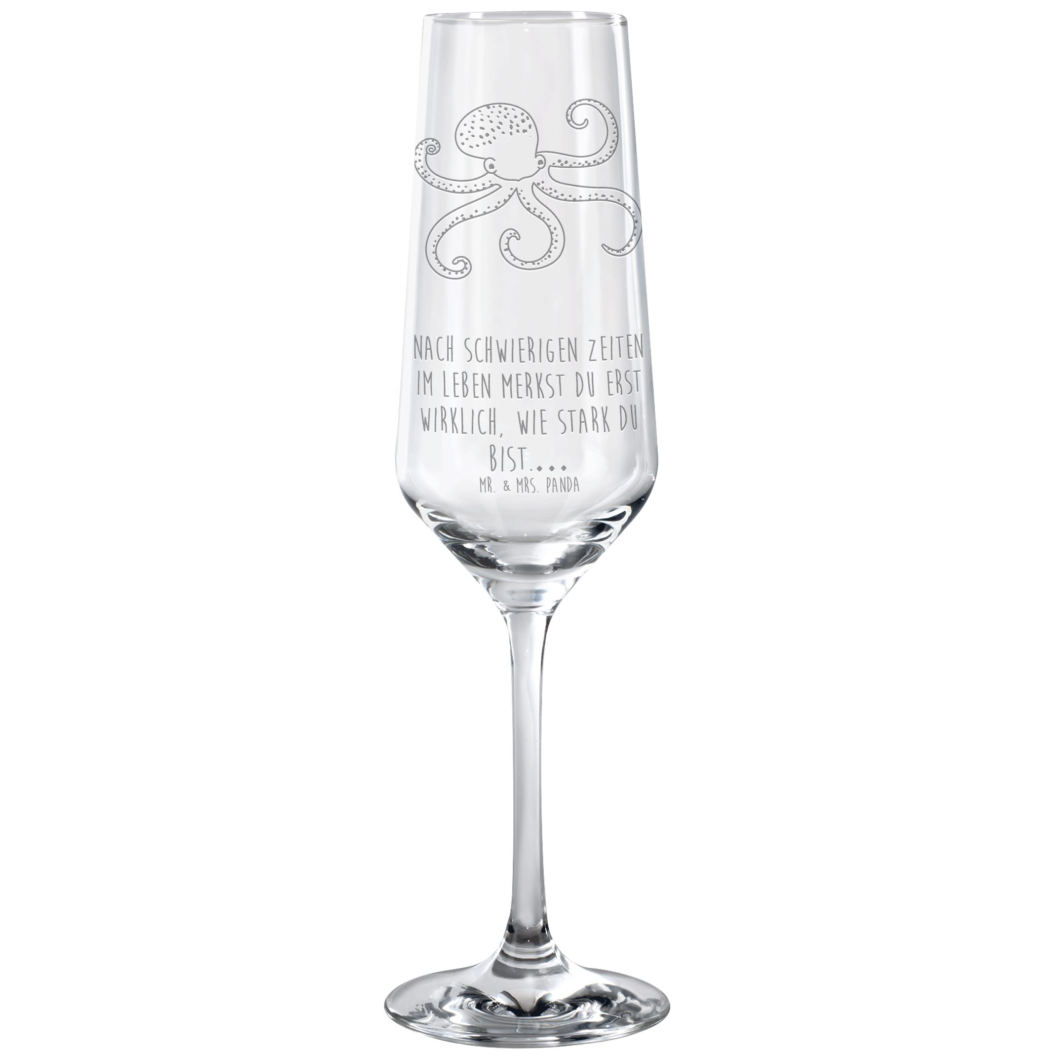 Mr. & Mrs. Panda Sektglas Tintenfisch Transparent Geschenk, lustige