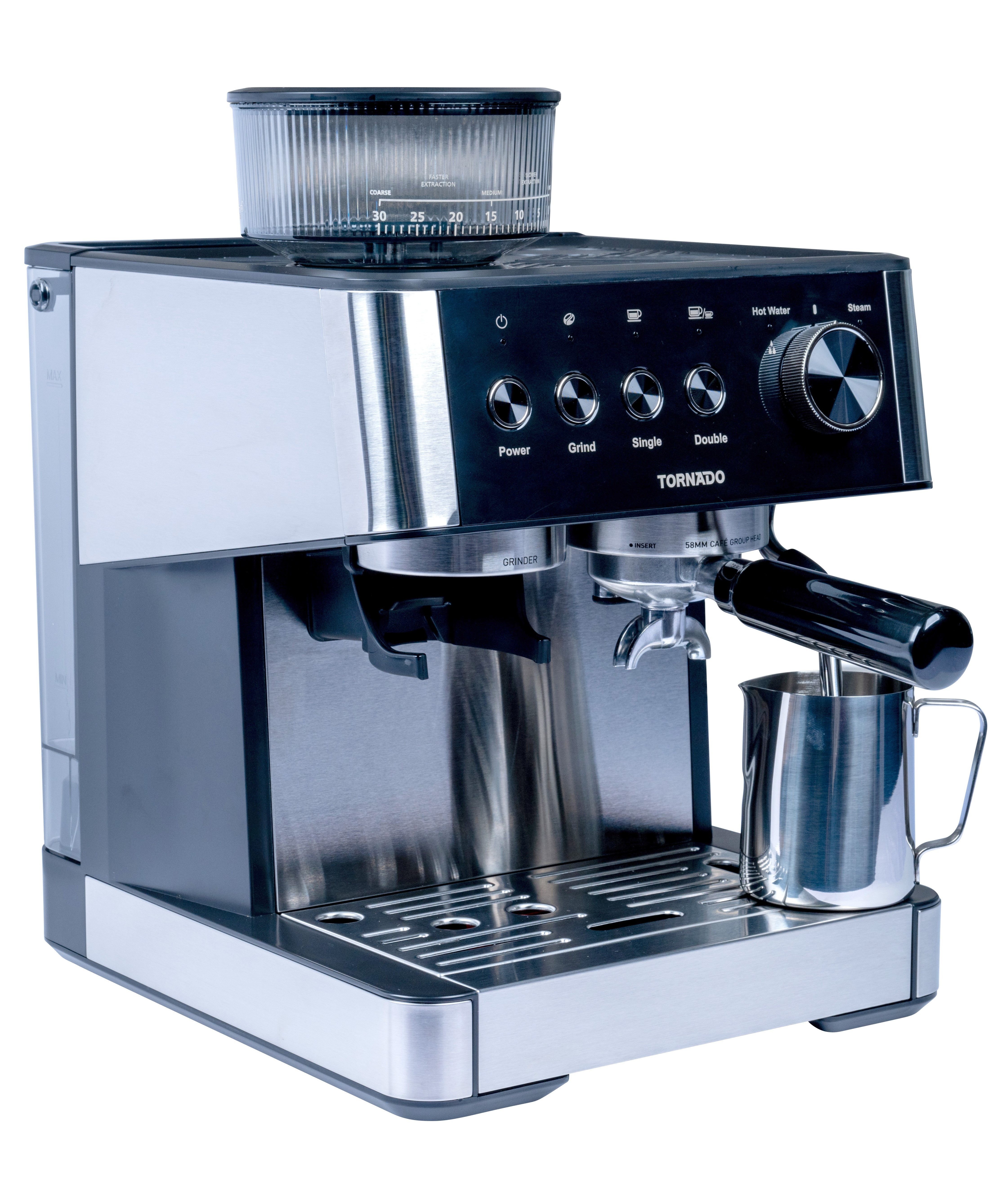 Tornado Siebträgermaschine TCM5431-GS, einfache Bedienung, konstante Temperaturregelung