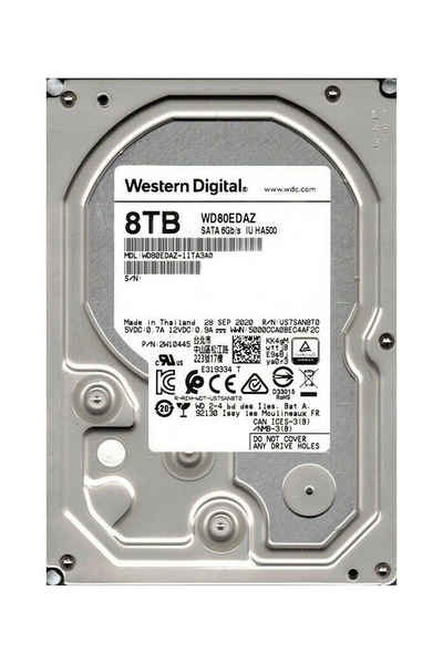 Western Digital Western Digital 8TB 3.5 Zoll interne Festplatte HDD 5400RPM 256MB Cac interne HDD-Festplatte