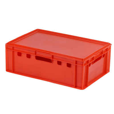 Logiplast Transportbehälter E2 Kiste mit rotem Deckel, (Spar-Set, Eine E2 Kiste mit rotem Deckel), lebensmittelunbedenklich, robust, leicht zu reinigen