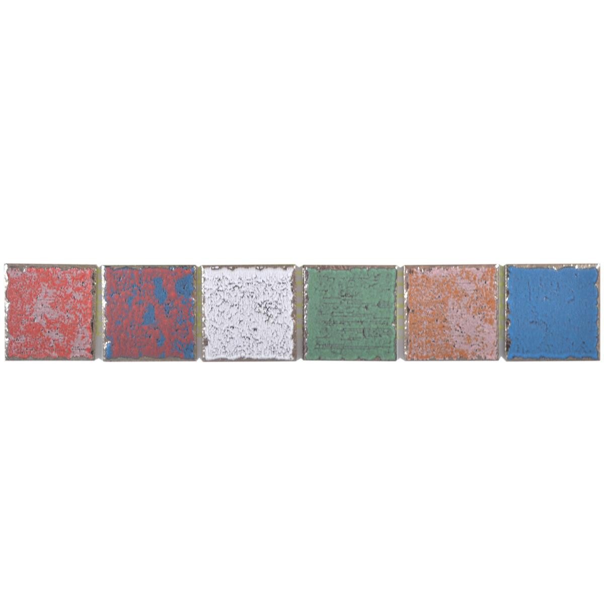 Mosafil Mosaikfliesen Keramik Fliesen Bordüre Paradox Bunt Mix, Keramik 31.600x5.000, bunt, Verlegefertig auf ein Netz geklebt - Frostsicher - Wasserfest