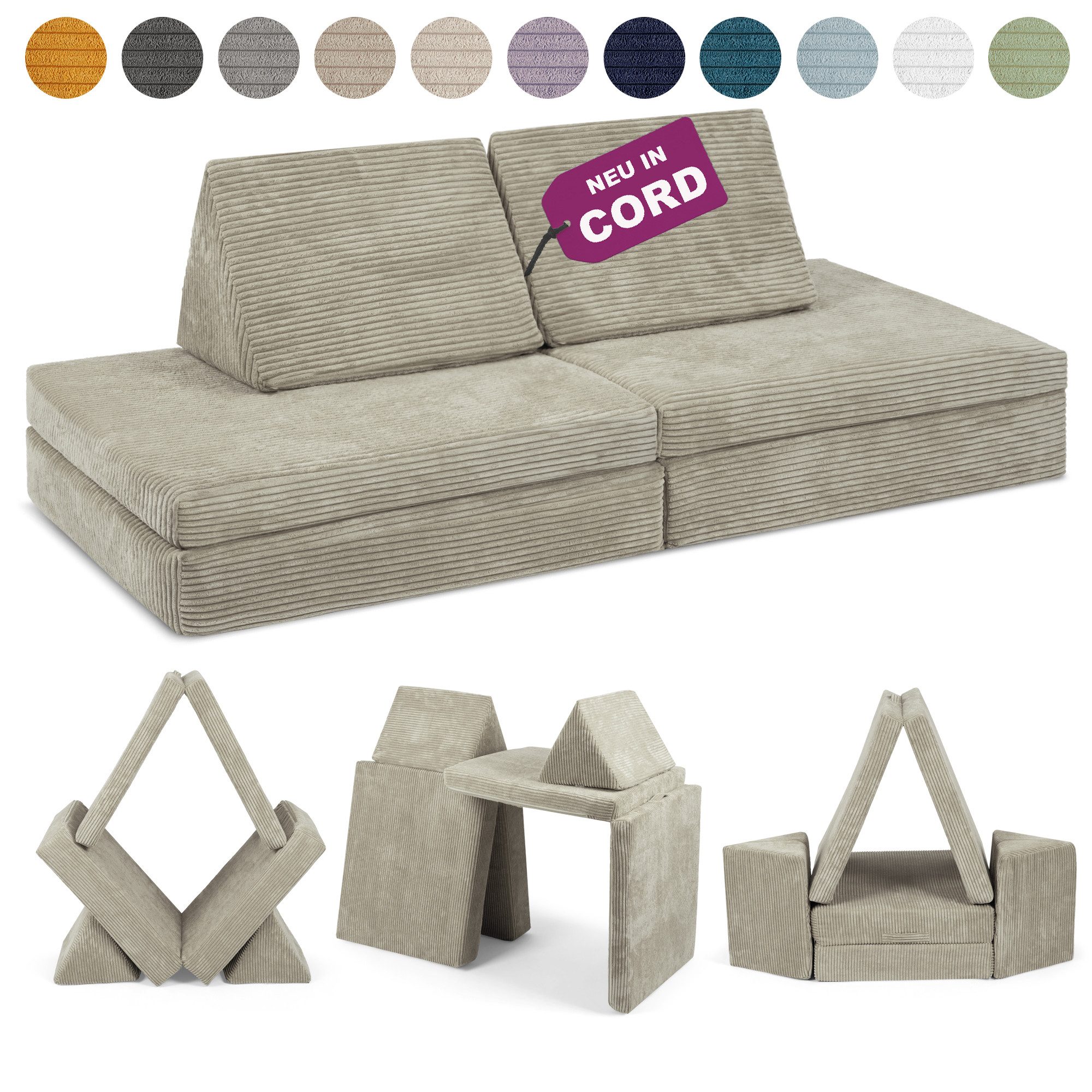 Linodino Kindersofa Spielsofa I aus Schaumstoff Bausteine I Spielcouch für Kinder, 3 Jahre Garantie