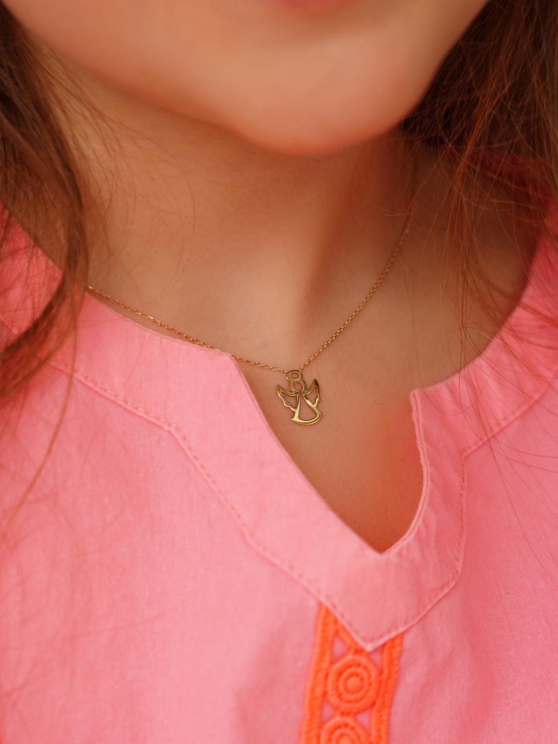 My Gold Kette mit Anhänger Kinder & Mädchen Halskette mit Schutzengel Anhänger Gold 375 - Milva (Set, 1-tlg., inkl. Schmuckbox), Geschenke