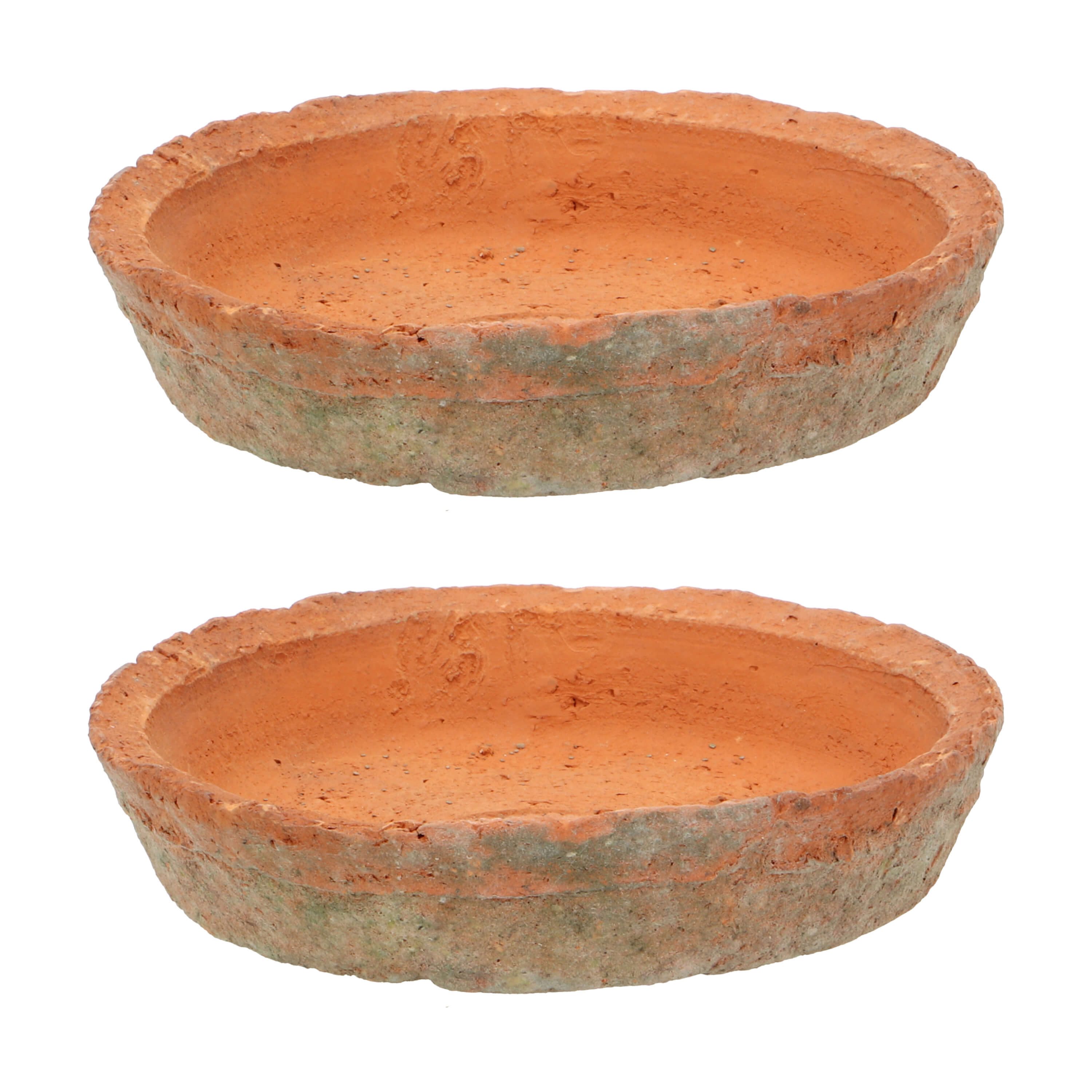 Dekowunder Übertopf 2er Set Terracotta Blumentopf Untersetzer rund Ø 12 cm Landhausstil