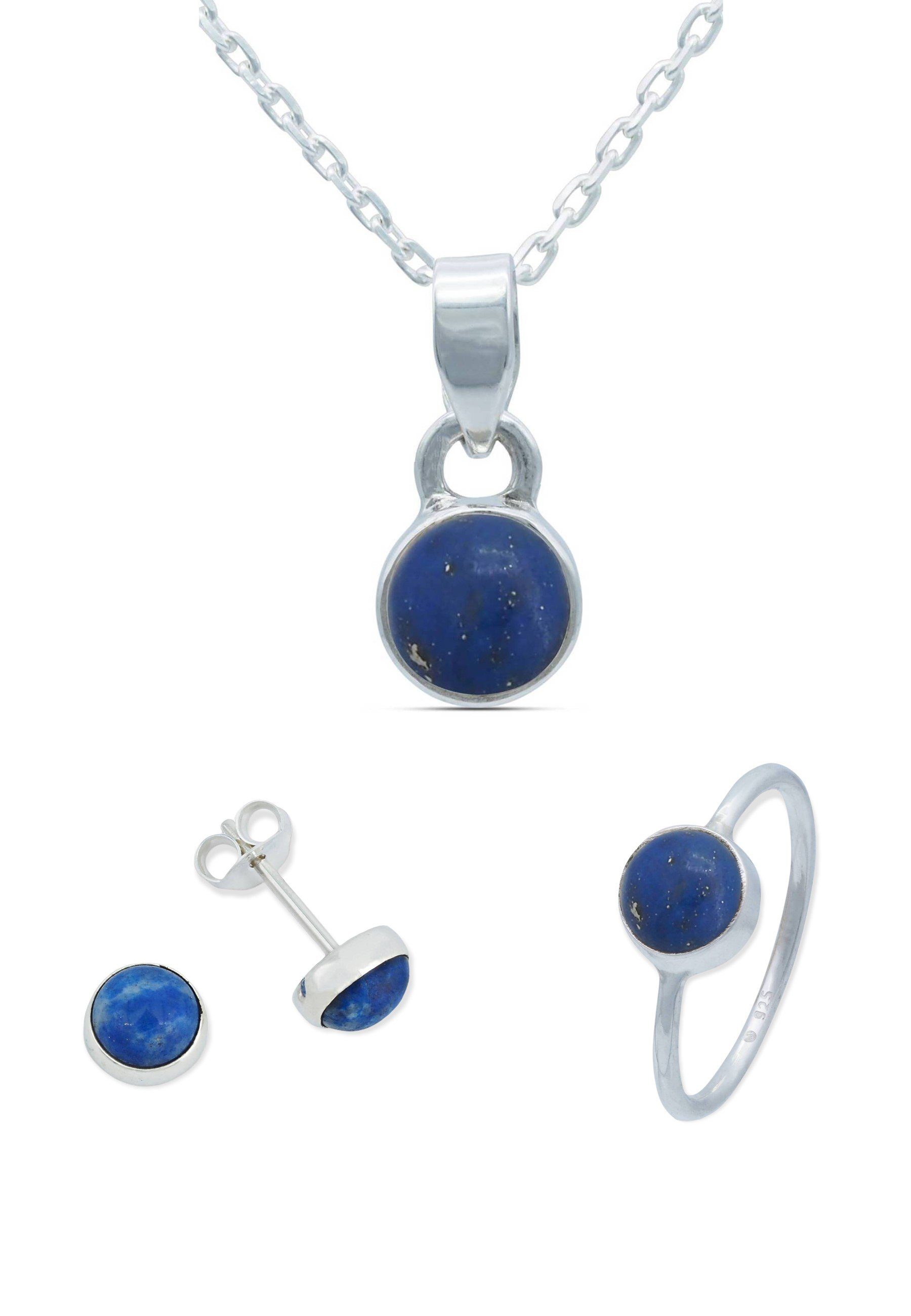 Schmuckset 925 Lapis aus Silber Lazuli mit 925er mantraroma (Schmuckset Silber)