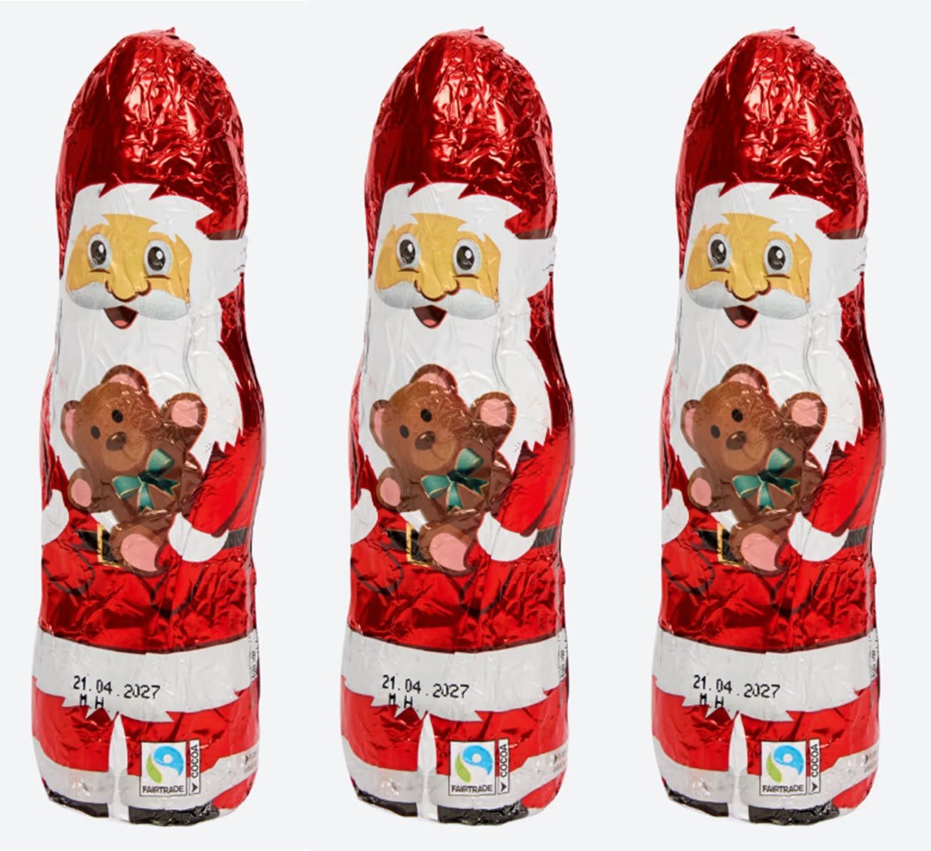 Spectrum Schokolade 3 x Stück Weihnachtsmann Schokolade 60 g Nikolaus, 3 x