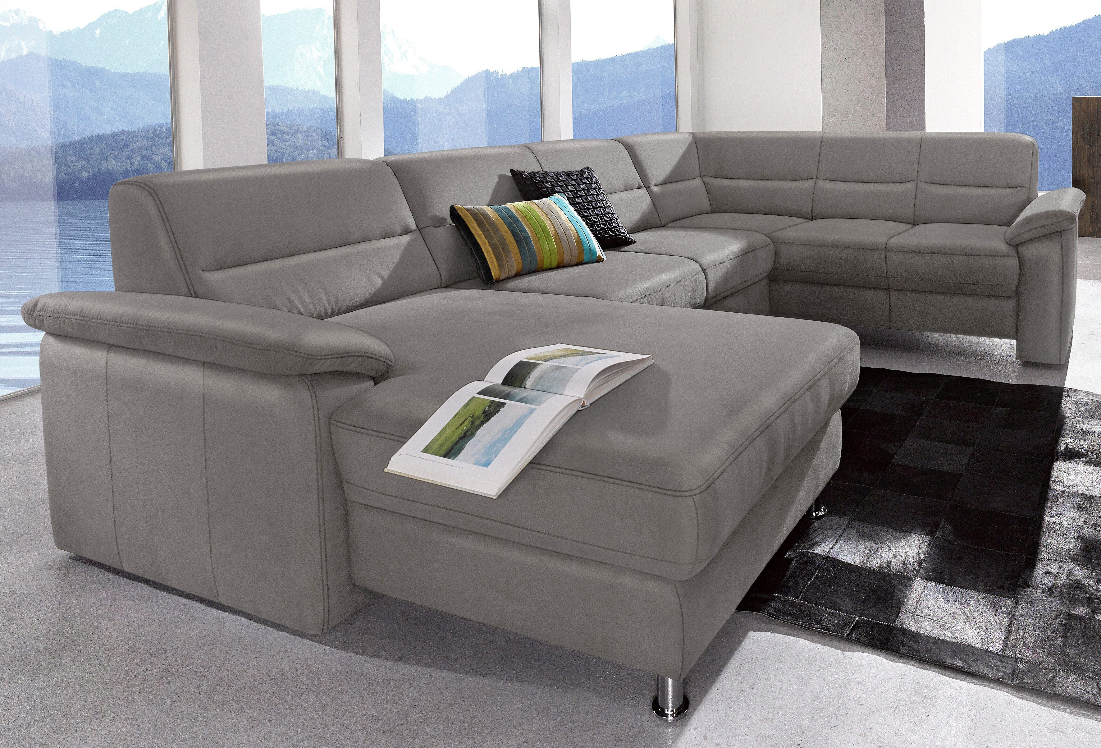 sit&more Wohnlandschaft Ascara U-Form, B:312cm, klassisches Design, Taschenfederkernpolsterung, inklusive Boxspring/Federkern-Polsterung, wahlweise mit Schlaffunktion