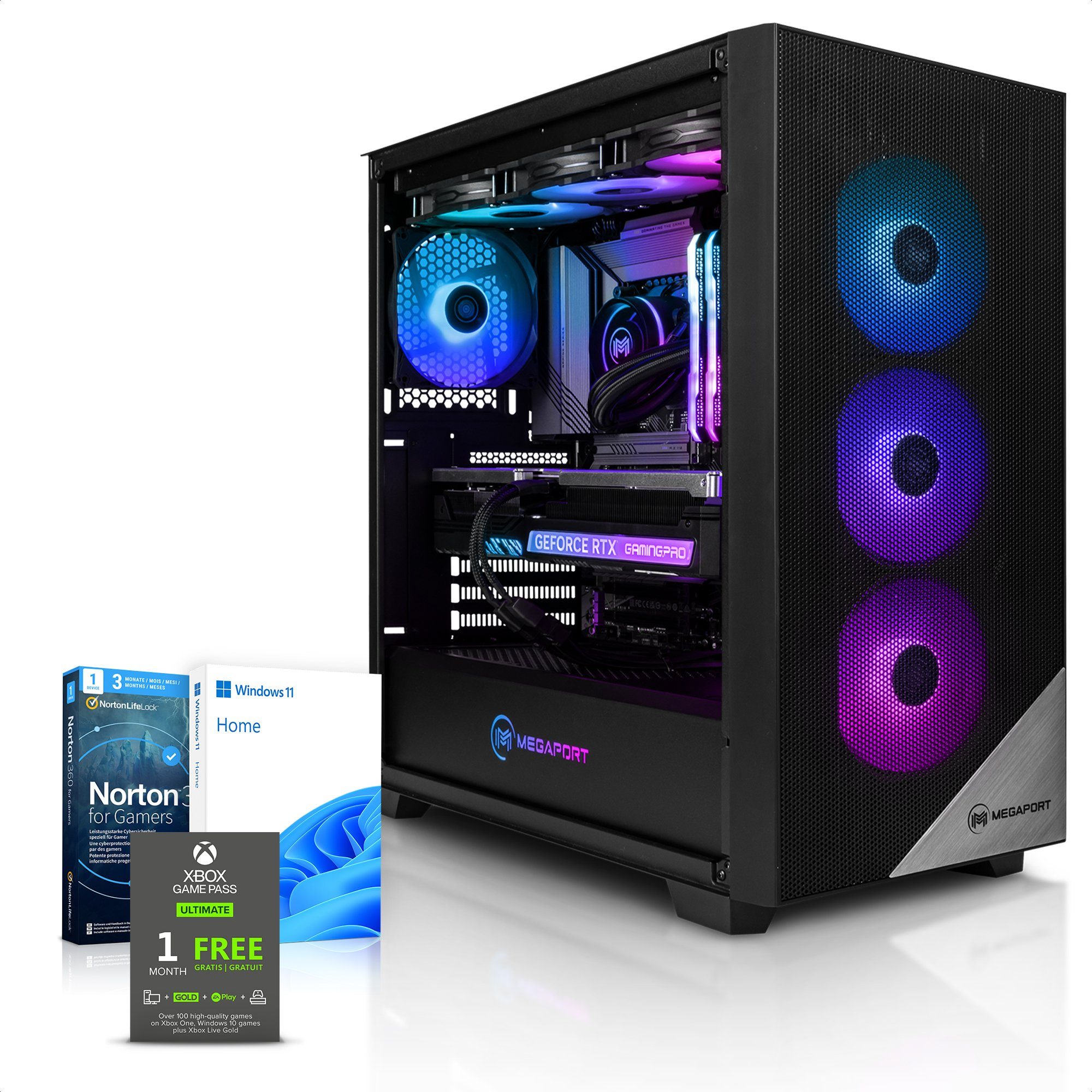 Megaport Gaming-PC (Intel Core i7-13700F 13700F, 32 GB RAM, 1000 GB SSD, Wasserkühlung, Windows 11, WLAN)