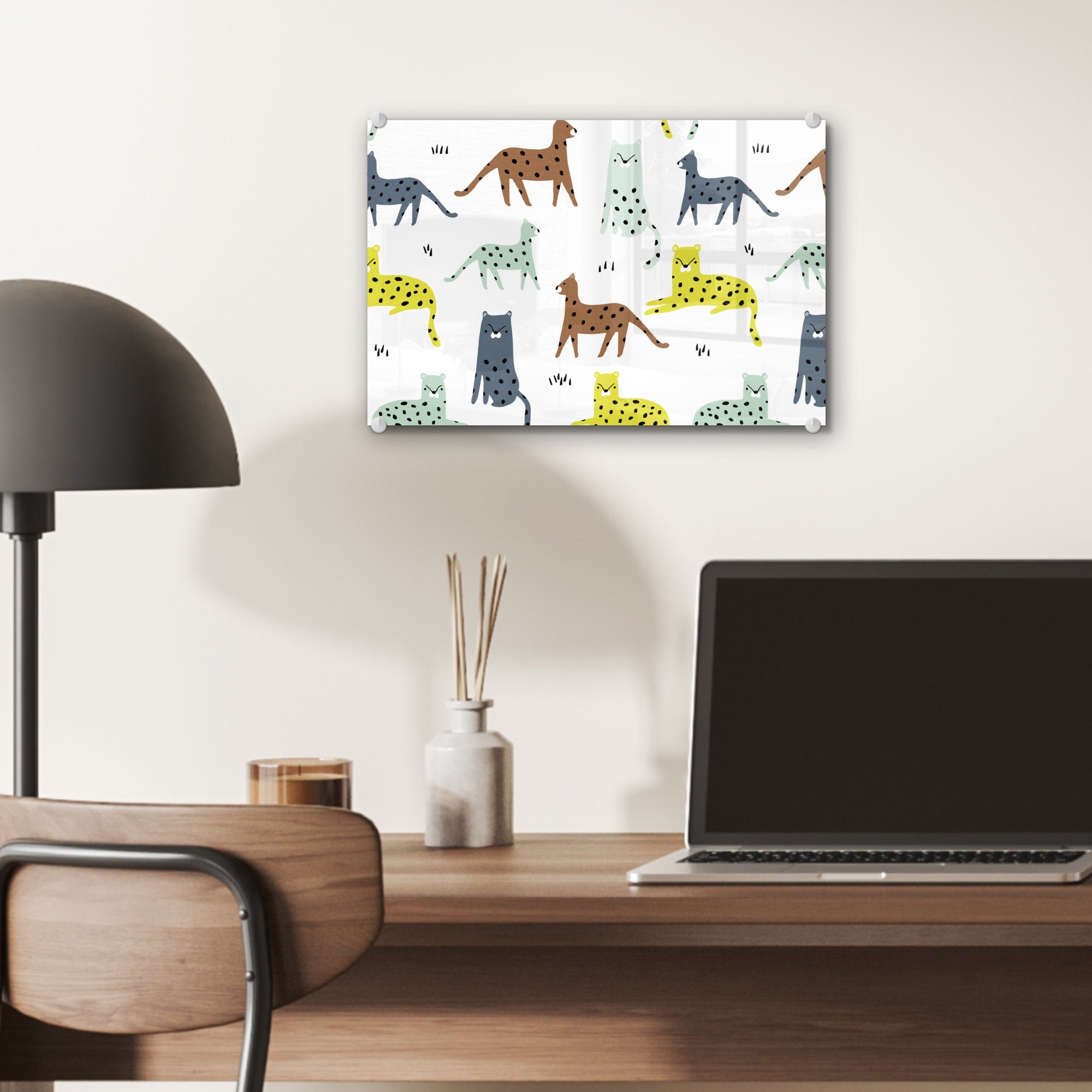 MuchoWow Acrylglasbild Wilde Tiere - Glas St), Glas Dschungel, - Glasbilder Foto (1 - auf Katze - auf Wandbild Bilder - Wanddekoration