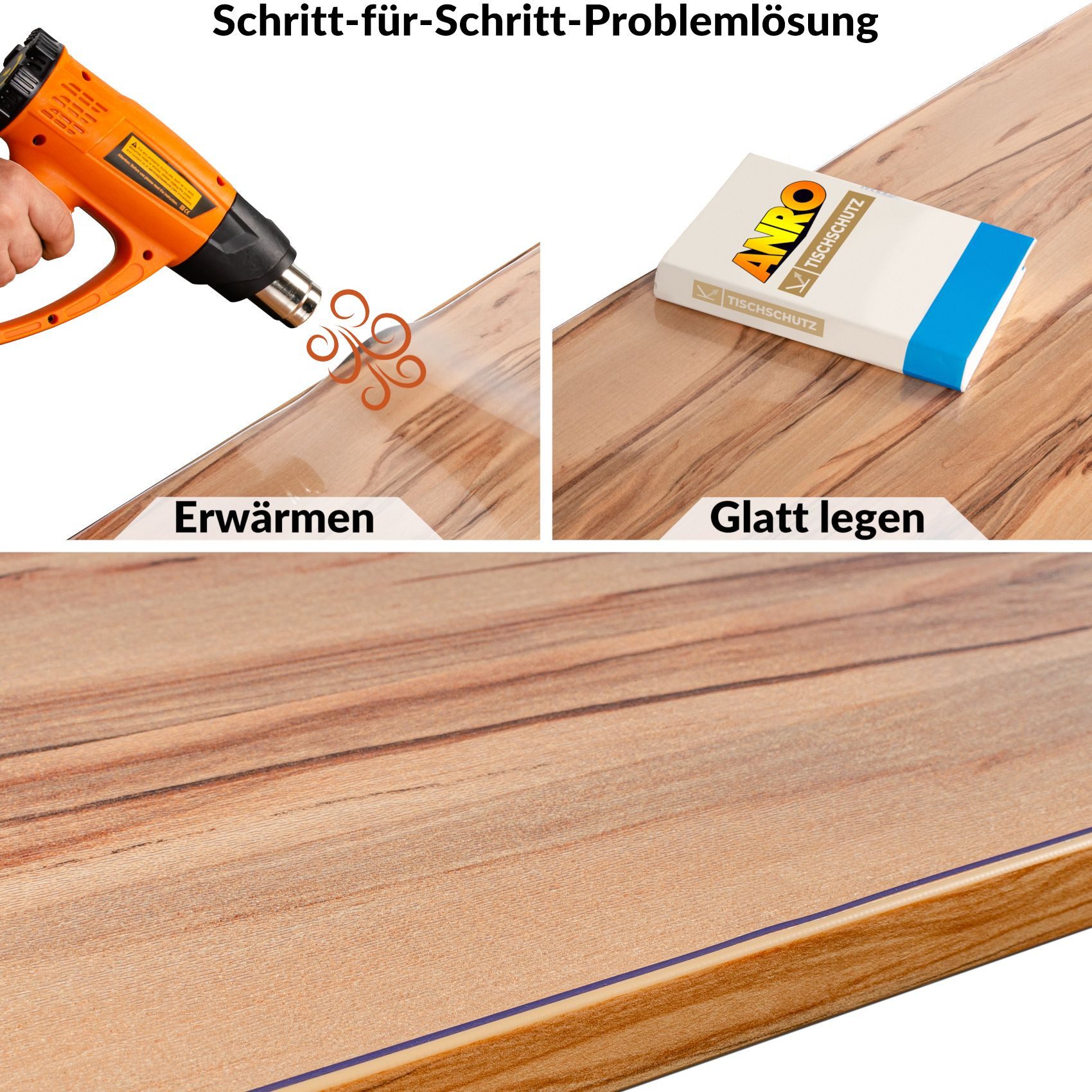 ANRO Tischdecke FLOKY einseitig MATTIERT 1,5mm Tisch Schutzfolie Geruchsneutral (Rolle 1-tlg, eine Folie), Pflegeleicht 90x100cm Uni-Einfarbig Weiß – Bild 4 von 5