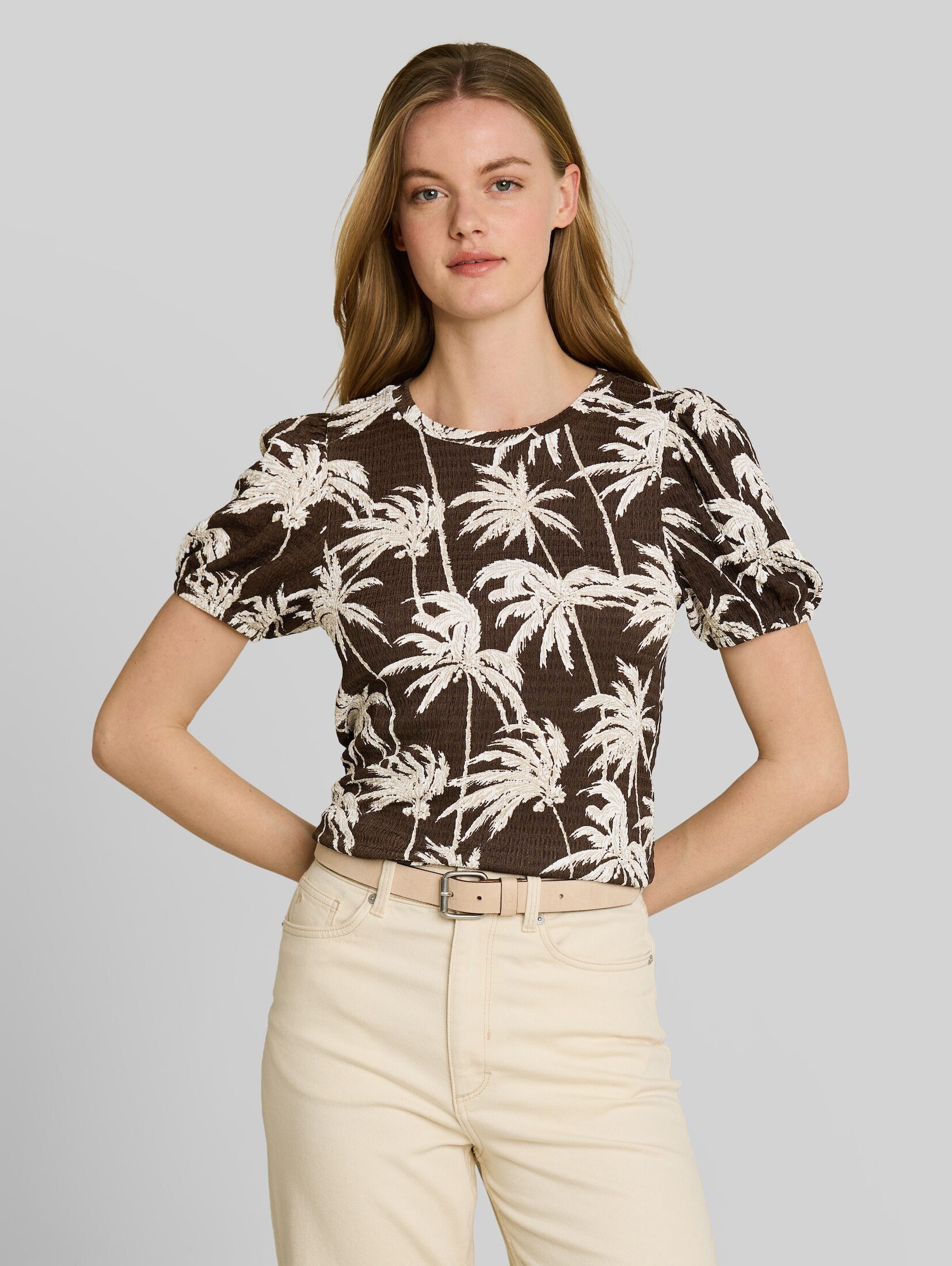 TOM TAILOR Denim T-Shirt T-Shirt Crinkle T-Shirt mit Ballonärmeln