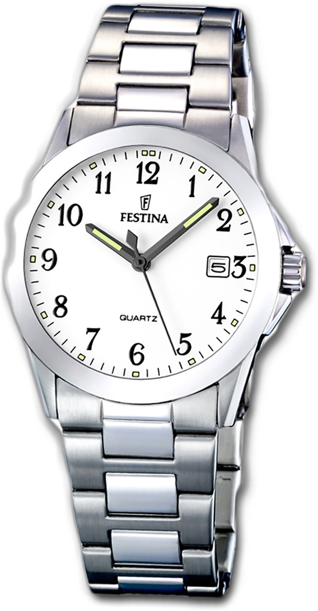 Festina Quarzuhr Festina Edelstahl Damen Uhr F16377/1, Damenuhr  Edelstahlarmband, rundes Gehäuse, klein (ca. 30mm) weiß