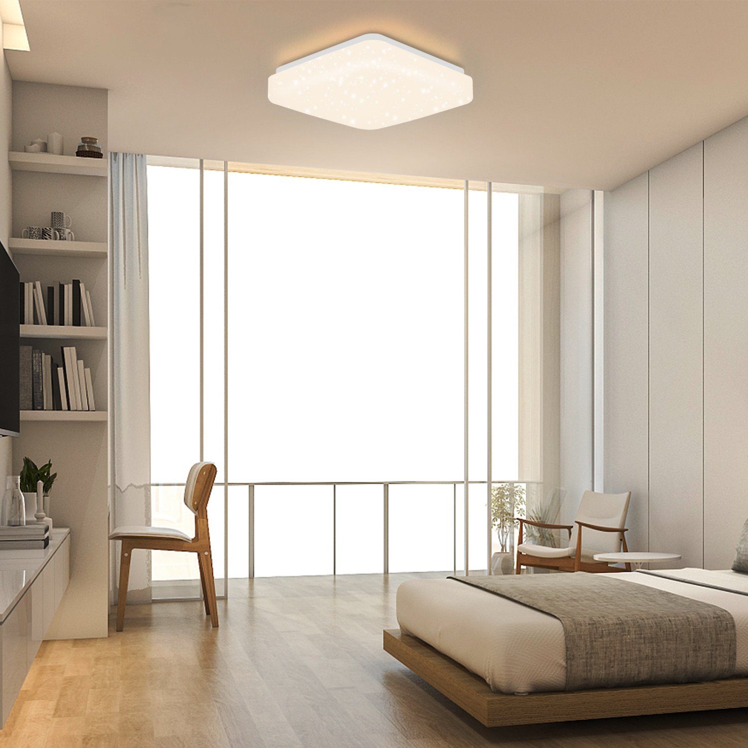 Nettlife LED Deckenleuchte Deckenleuchte Sternenhimmel Quadra 3000K Warmweiß, LED fest integriert, Warmweiß