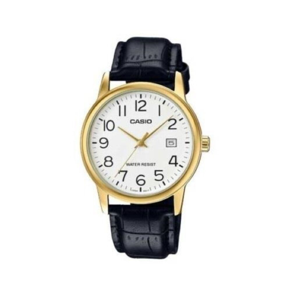 CASIO Luxusuhr Men's MTPV002GL-7B2 Gold Leather Japanese Quartz Fashion Watch