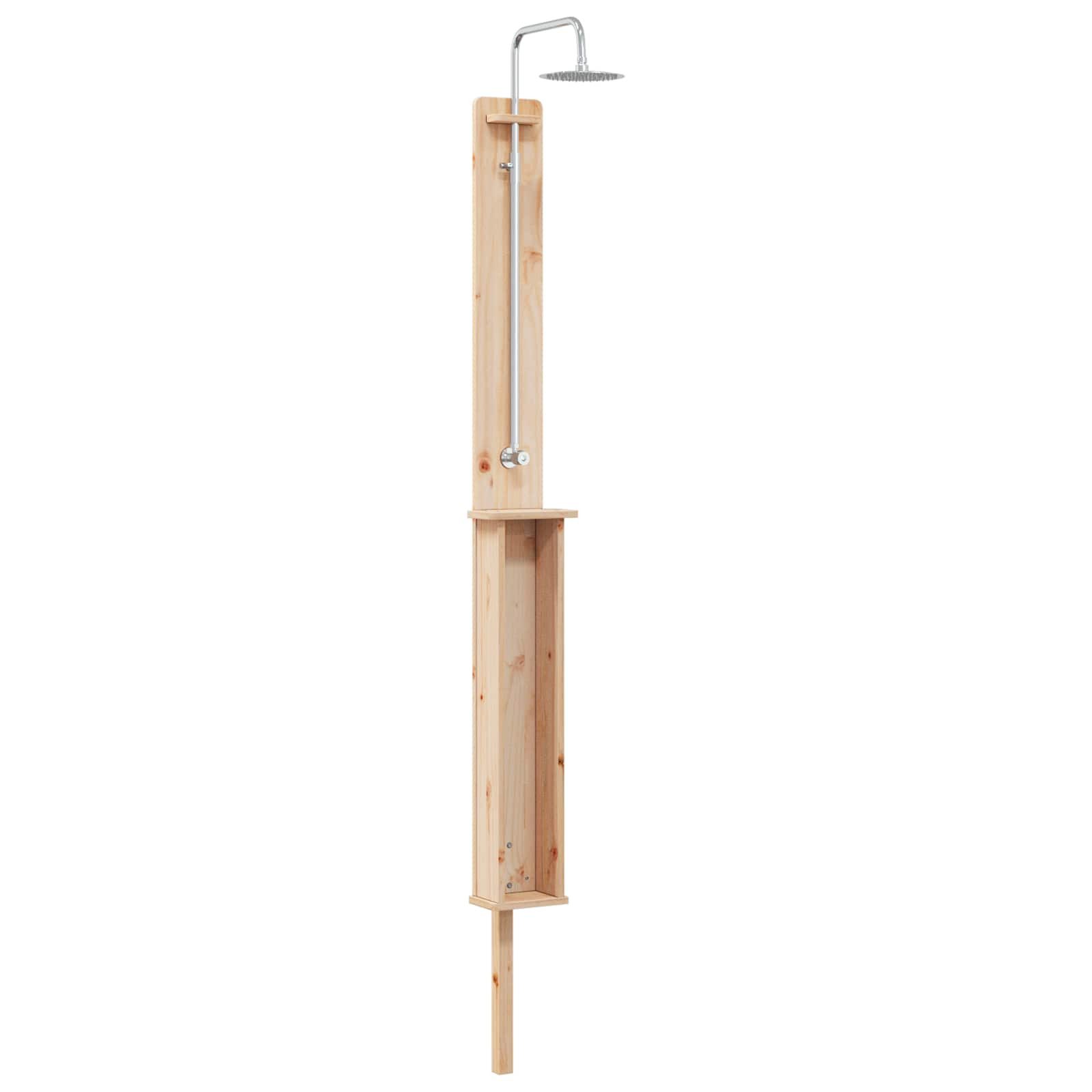 Gartendusche 24 x 19 x 246 cm Gartendusche Outdoor-Dusche Natur 24x19x246 cm Massiv