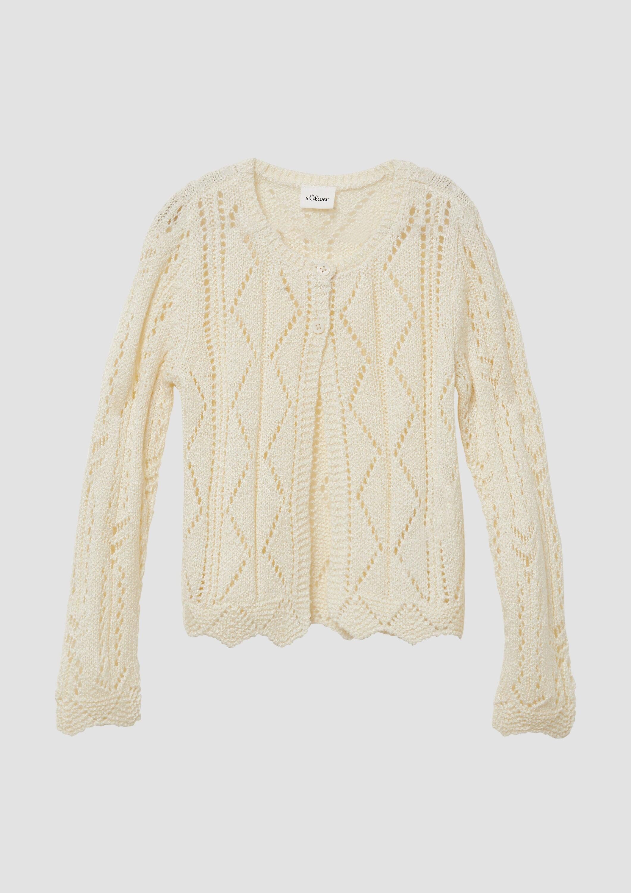 s.Oliver Cardigan Strickjacke Strick-Cardigan mit Knopfleiste und Bogenkante