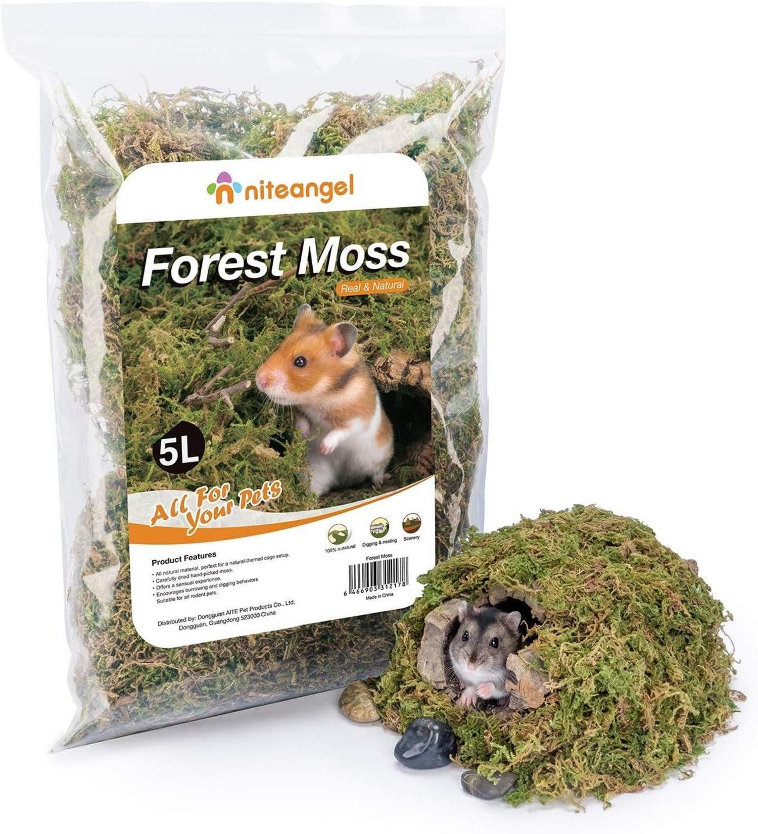 Kleintierkäfig 5L Weiches natürliches Moos für Hamster, Rennmäuse, Reptilien