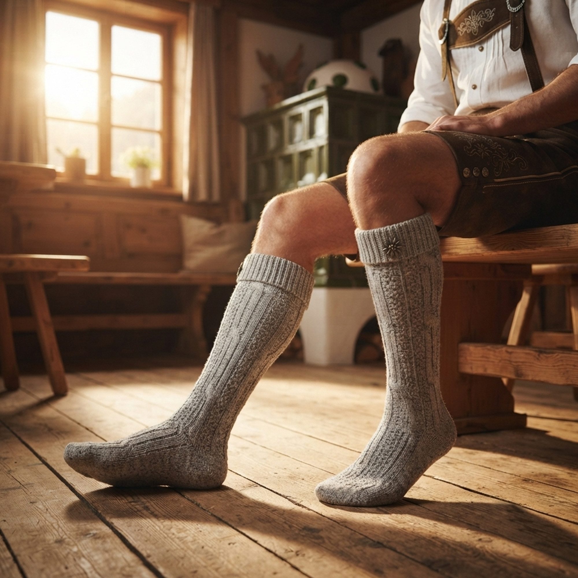 German Wear Trachtensocken GW200 1xPaar AMZ Trachtensocken Trachtenstrümpfe Zopfmuster 40cm