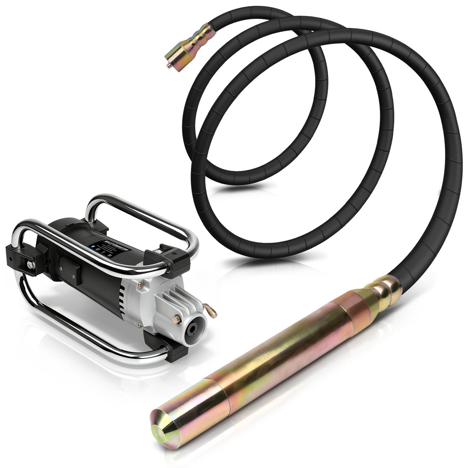 XERSEK Betonmischer 3200W Betonrüttler Betonvibrator 50mm Schwingkopf 6m Flexwelle 6800rpm, Stoßfest Rahmen, Alu-Gehäuse, Betonverdichter für Betonverdichtung