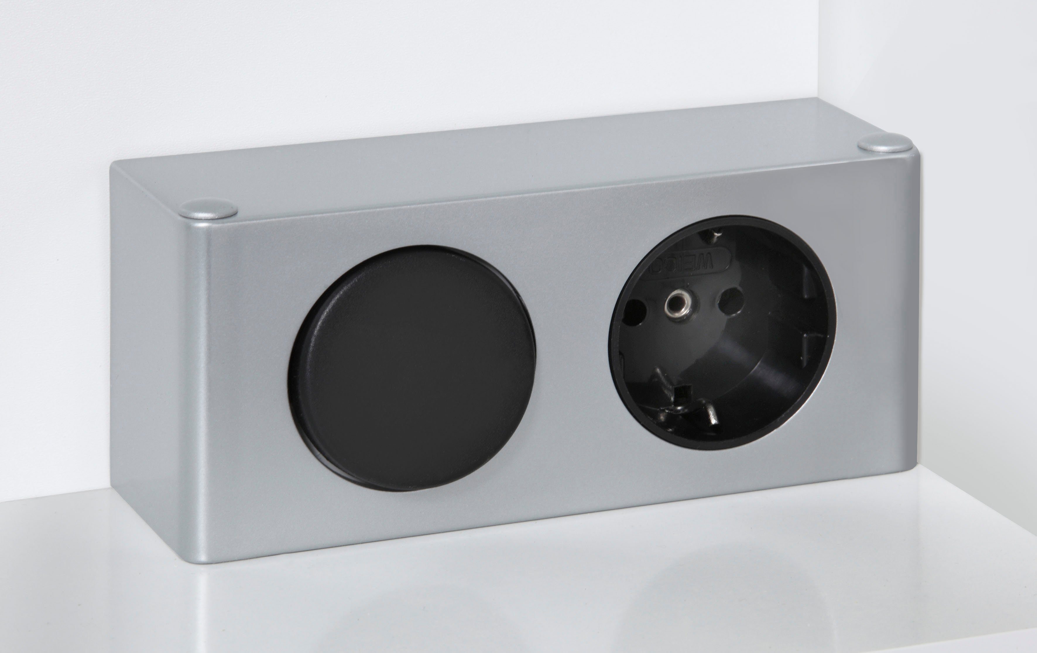 kreideweiß cm, 3-türig, Torino Schalter-/Steckdosenbox welltime LED-Beleuchtung, | kreideweiß Spiegelschrank Breite 120