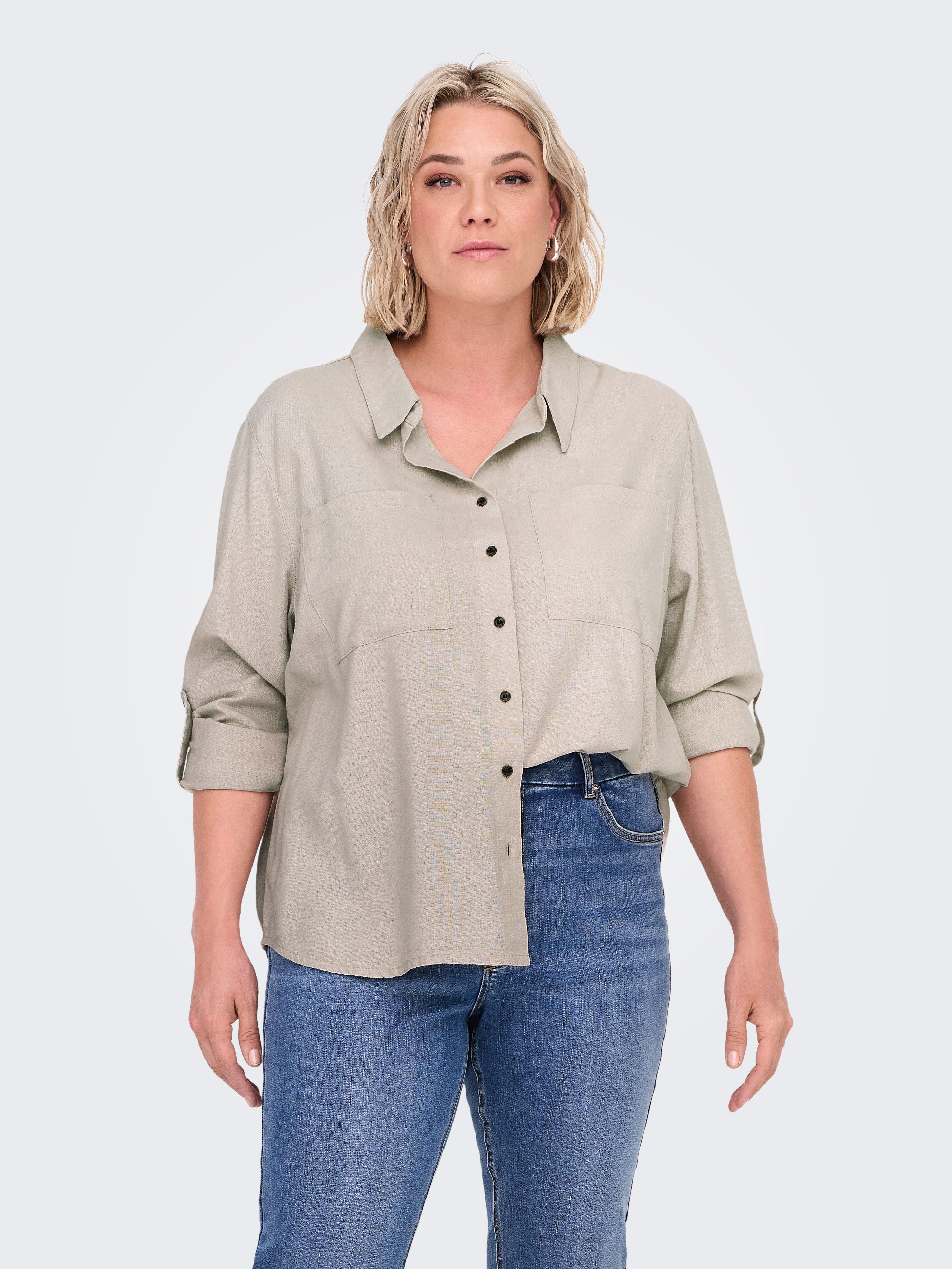 ONLY CARMAKOMA Langarmbluse CARYASMIN-CARO L/S LINEN SHIRT PNT günstig online kaufen