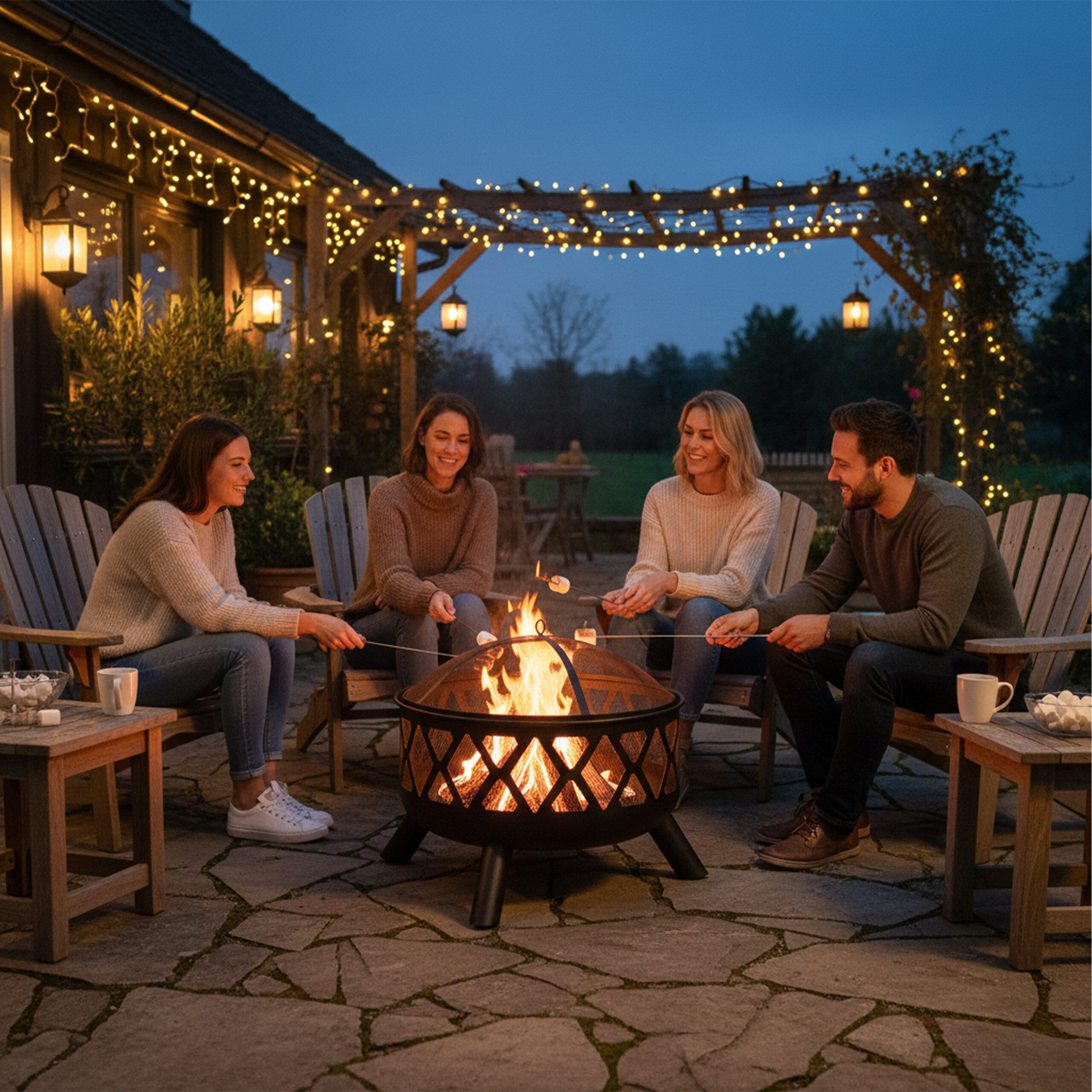 relaxdays Feuerschale mit Funkenschutz