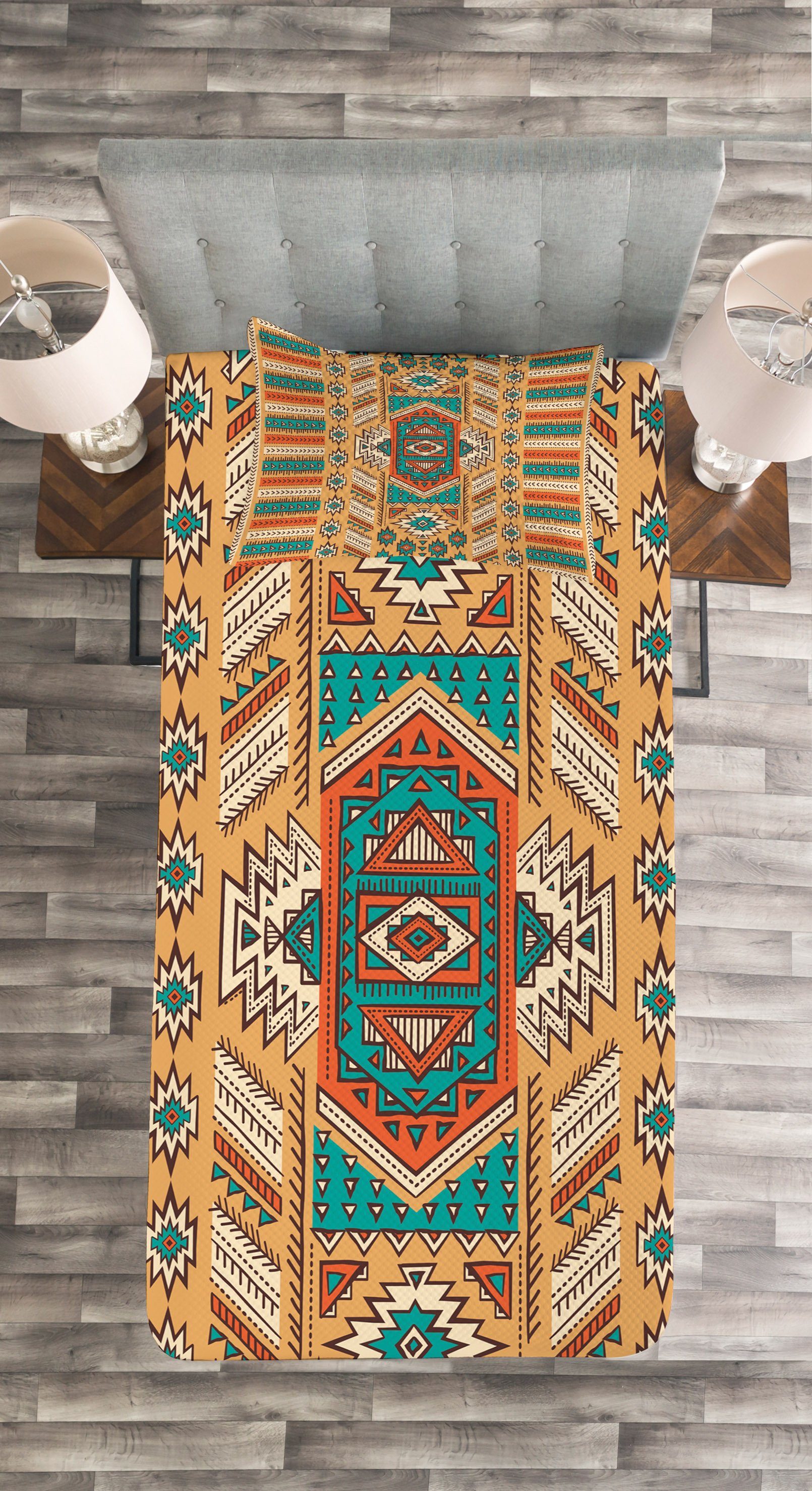 aztekisch Set Tagesdecke Waschbar, Kissenbezügen Bohemian Abakuhaus, mit Pattern