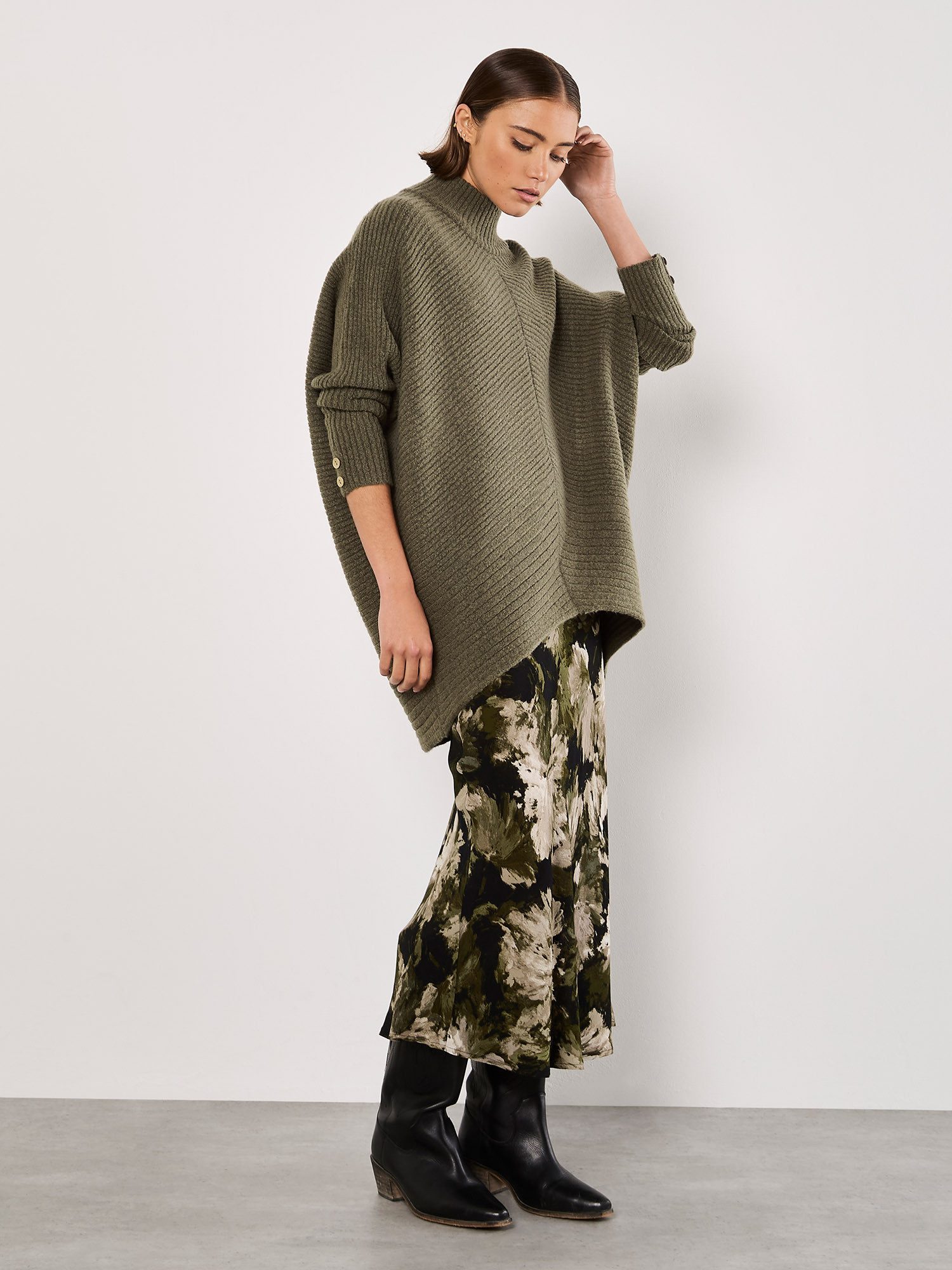 Apricot Strickpullover Oversized-Pullover mit Stehkragen günstig online kaufen