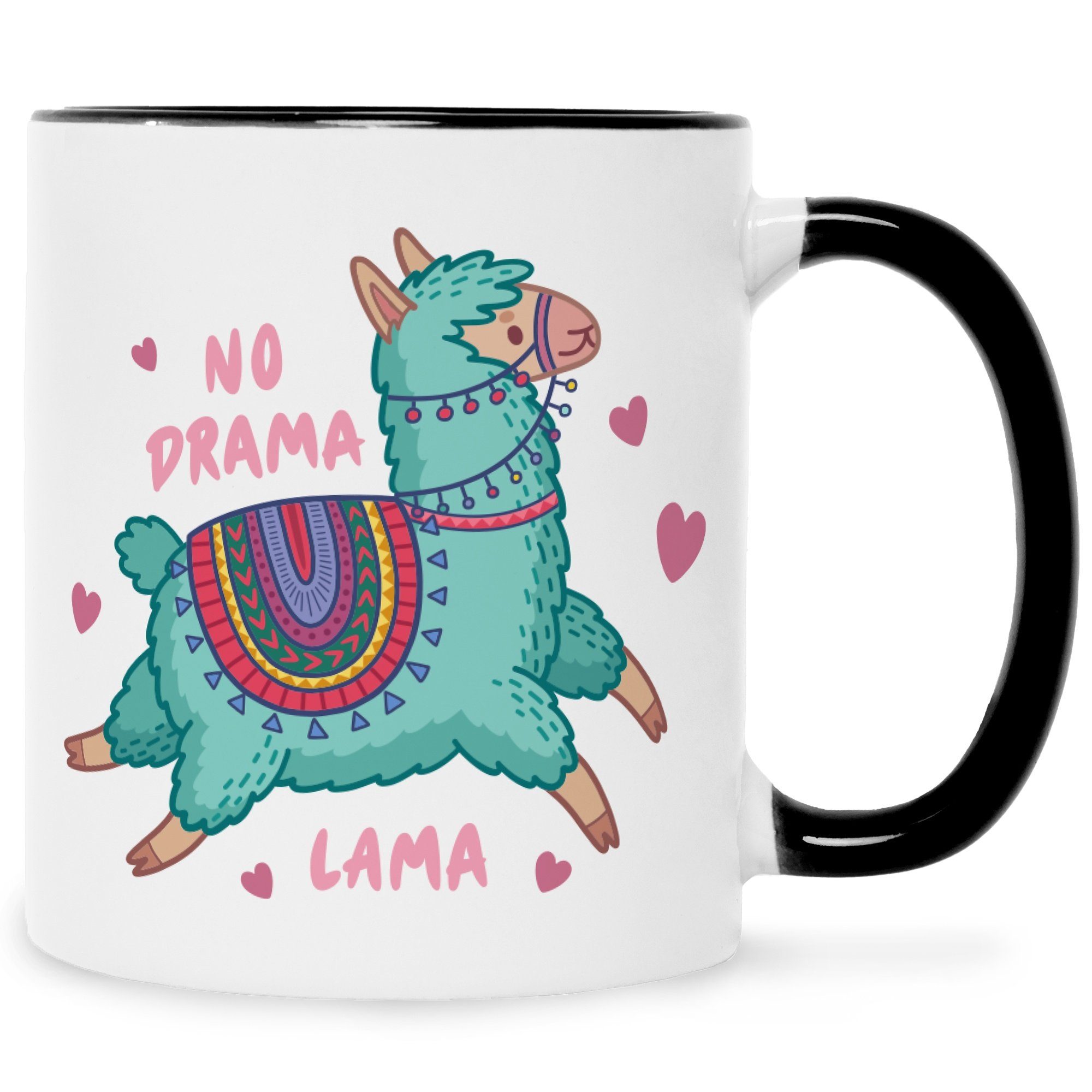 GRAVURZEILE Tasse mit Spruch No Drama Lama für Freunde & Familie