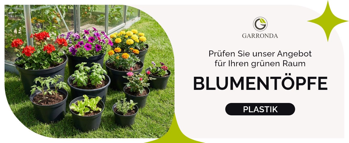 Garronda Blumentopf rund hoch Kunststoff mit Drainagelöchern Pflanztopf für GD-0203 (5 St., 5er Set) – Bild 5 von 5