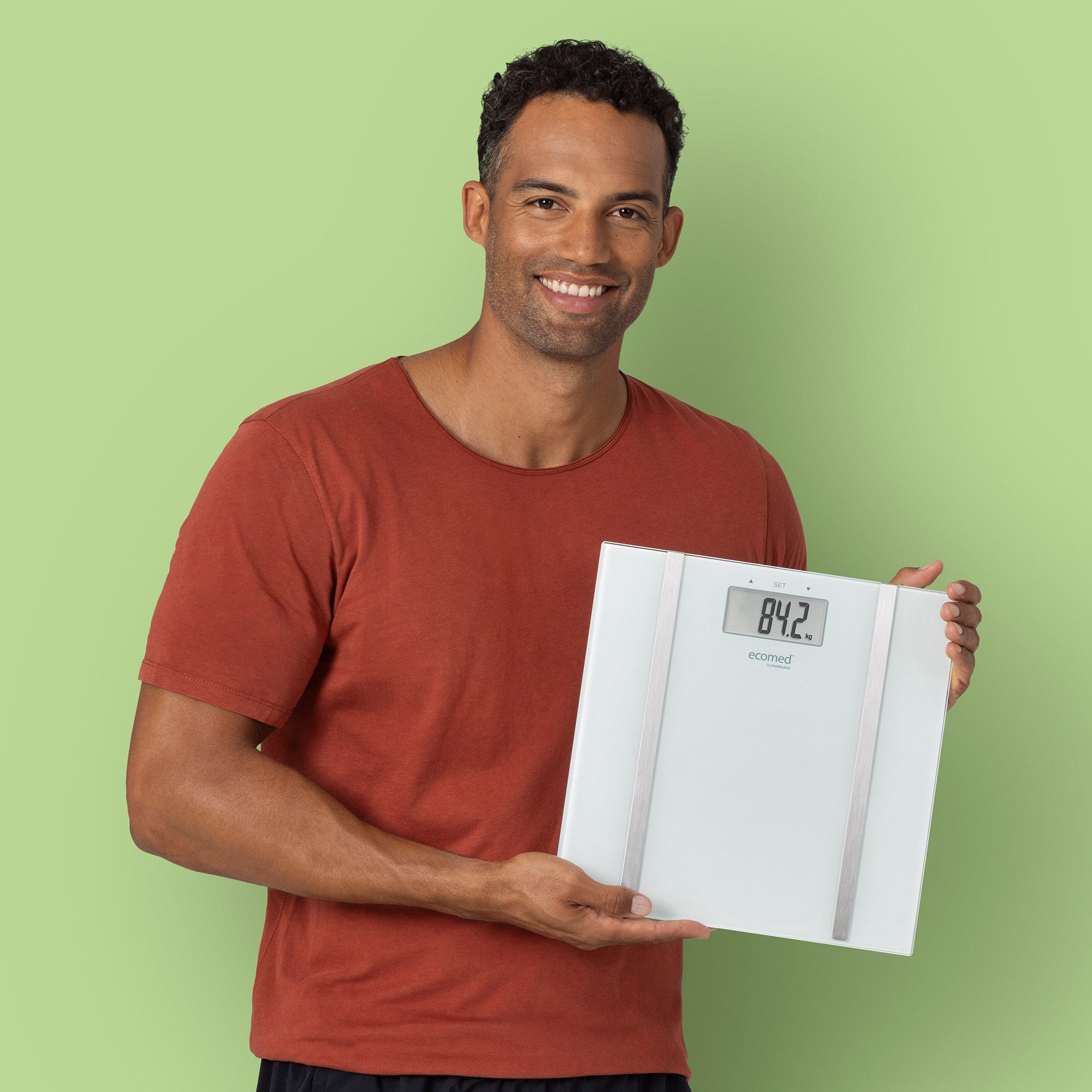 medisana Körper-Analyse-Waage BS-70E, Gewicht, Körperfett, Körperwasser, Muskel-/Knochenmasse, Kalorien, BMI