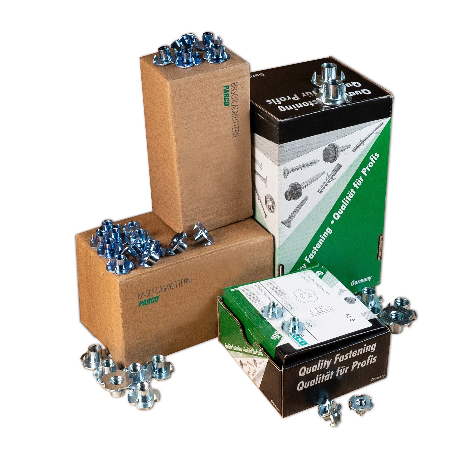 PARCO Einschlagmutter Einschlagmuttern Меню M5-M10 400-teilig, (Kräftige Zacken), Verzinkter Stahl, Optimale Passform