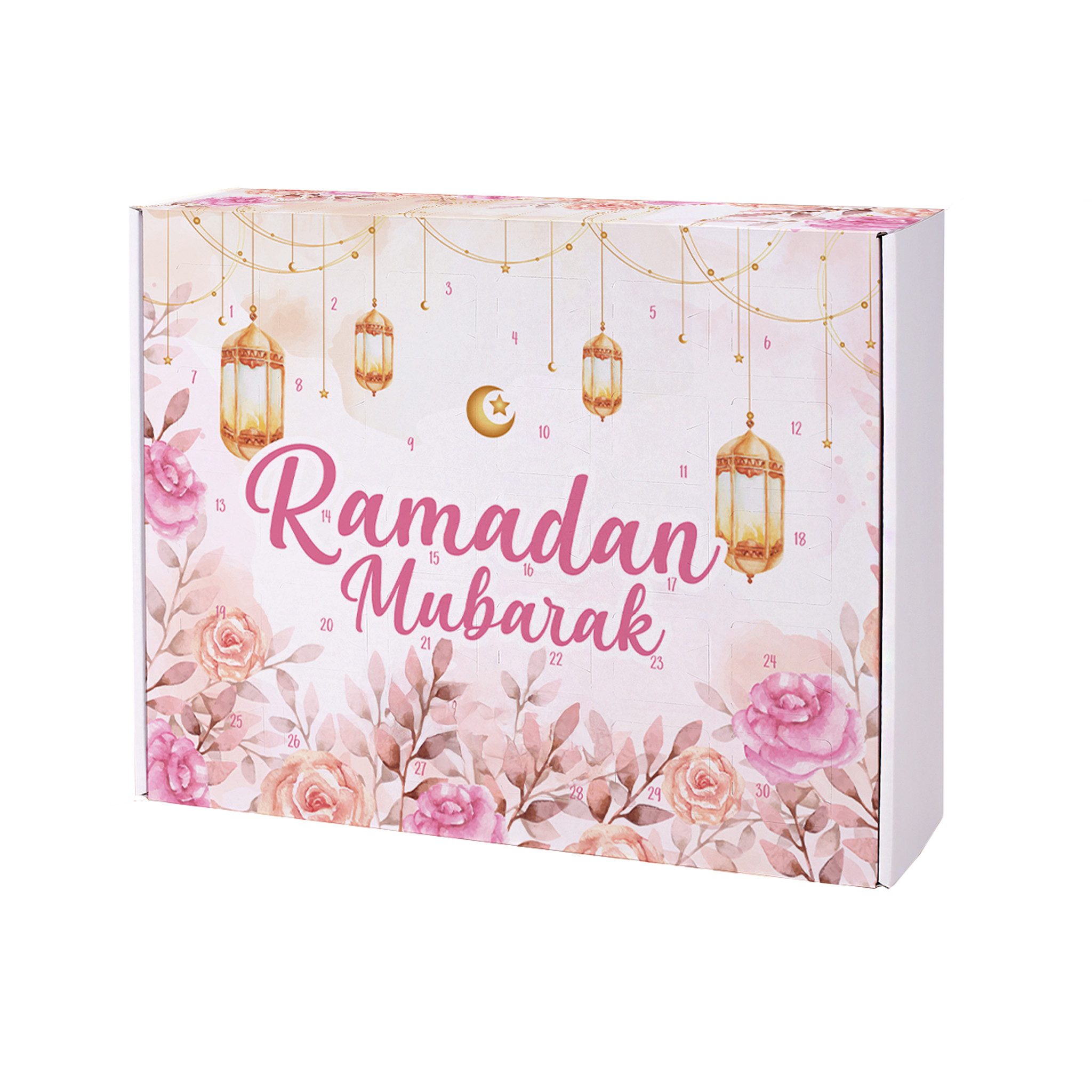 Herz & Heim Kalender zum Selbstbasteln zu Ramadan - DIY Ramadankalender zum Befüllen, mit 30 Fächern, viele Motive