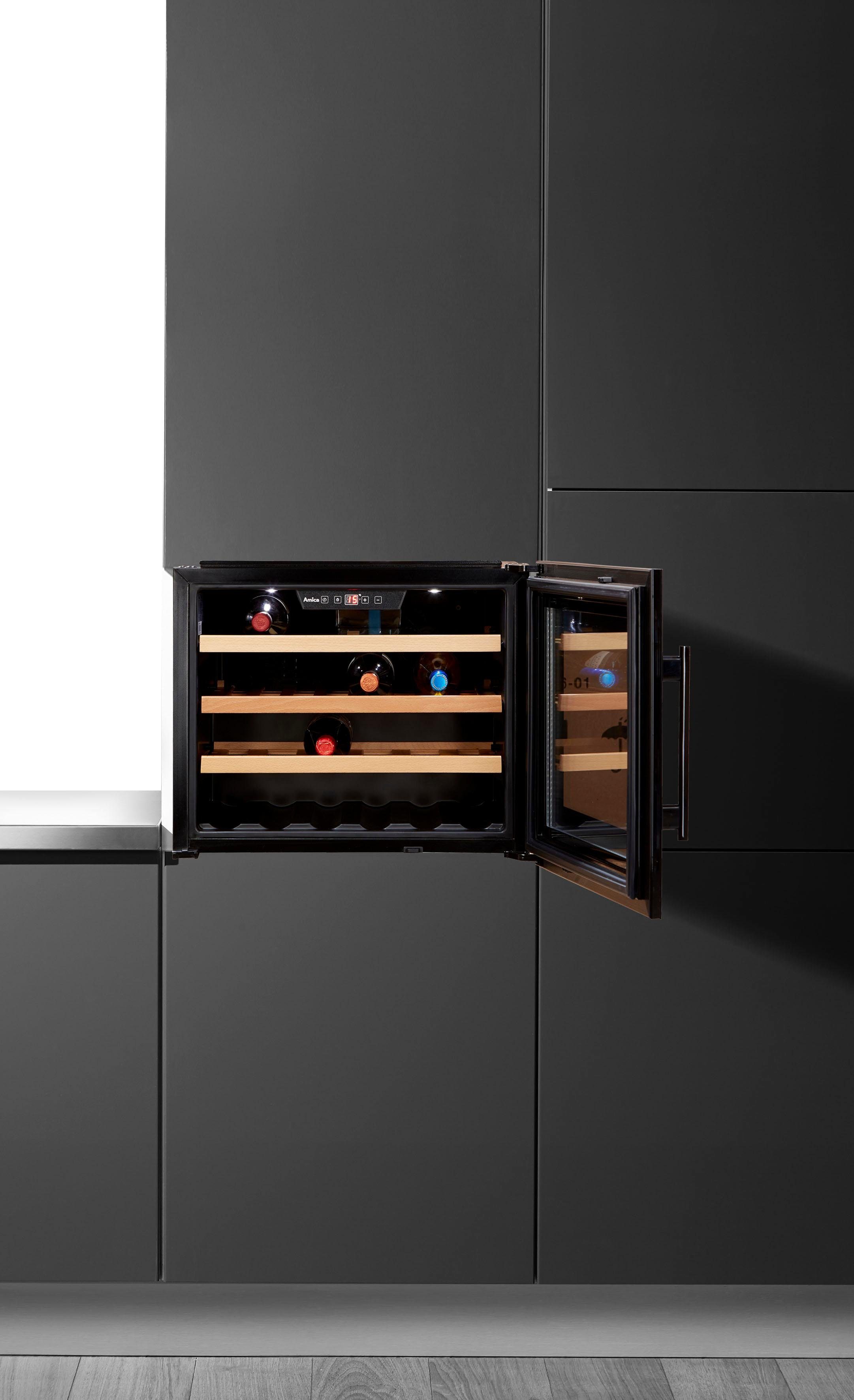 Amica Einbauweinkühlschrank WK 341 200 S, für 24 Standardflaschen á 0,75l,LED-Beleuchtung