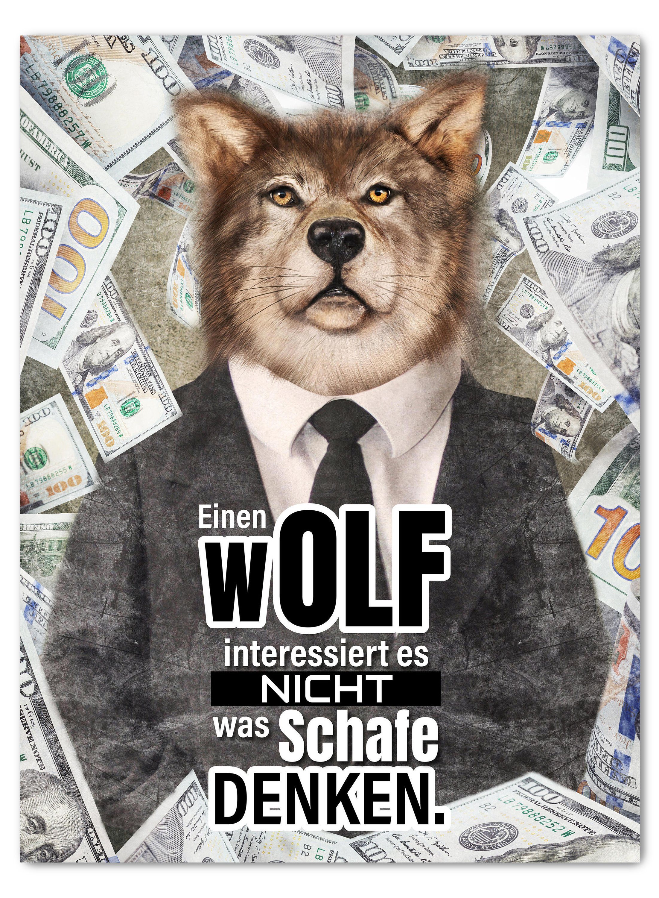 wandmotiv24 Leinwandbild Motivation, Hochformat, Wolf Schafe, Sprüche