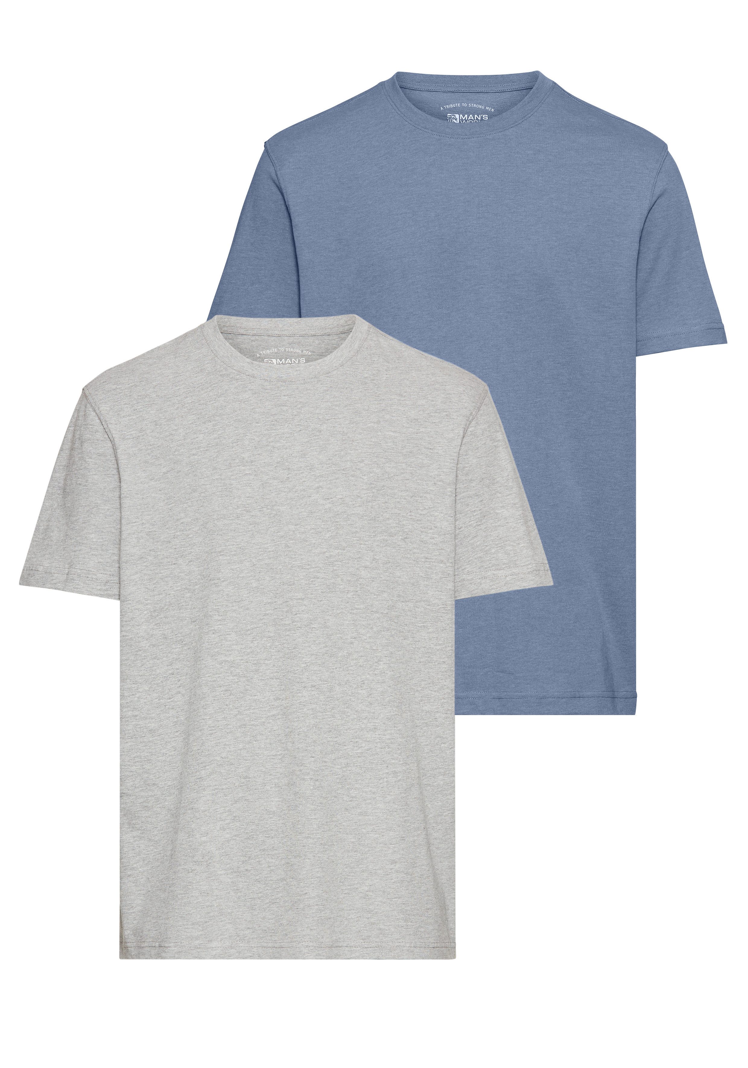Man's World Rundhalsshirt (2er-Pack) Kurzarm, Basic-Stil, aus Baumwollmisch günstig online kaufen