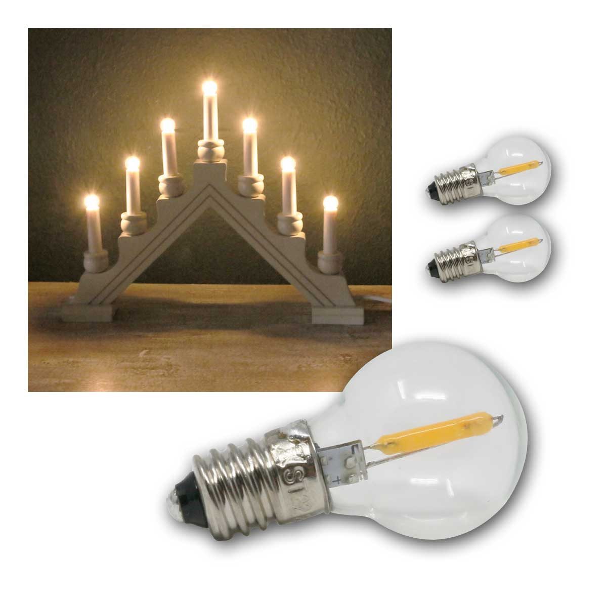 STAR TRADING LED-Leuchtmittel E10 Filament Mini-Kugel 3er Set, 23-55V AC, ww, warmweiß