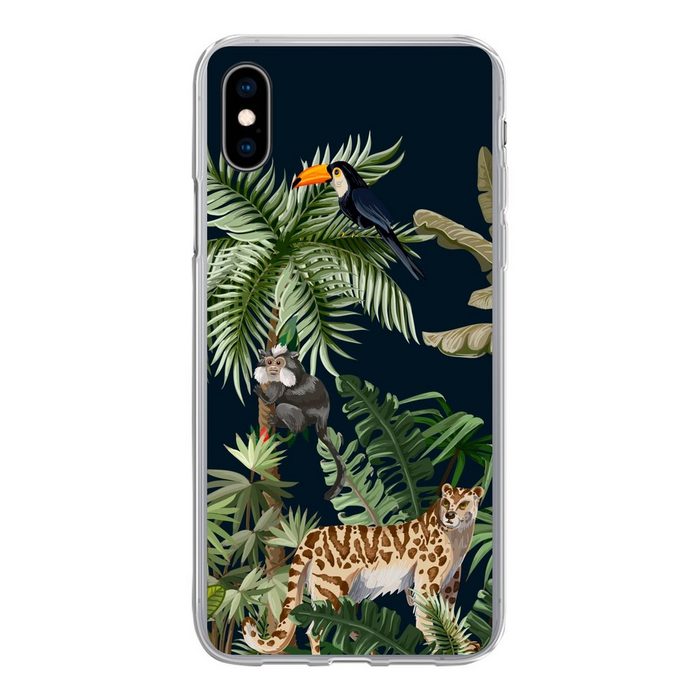 MuchoWow Handyhülle Dschungel - Pflanzen - Tiere - Kinder - Flamingo - Zebra Handyhülle Apple iPhone Xs Smartphone-Bumper Print Handy