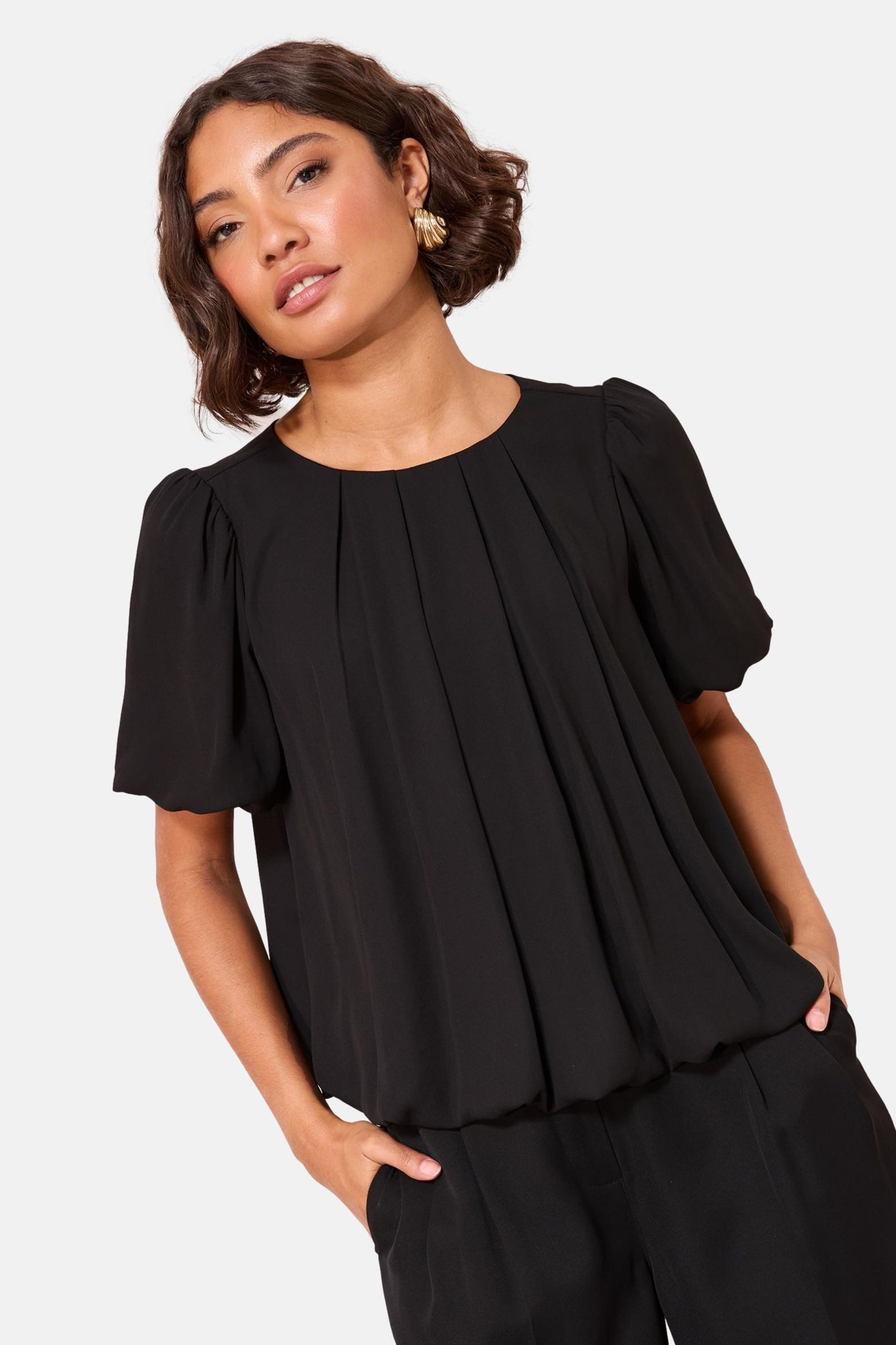 Friends Like These Kurzarmbluse Friends Like These Kurzärmelige Plissee-Blu günstig online kaufen